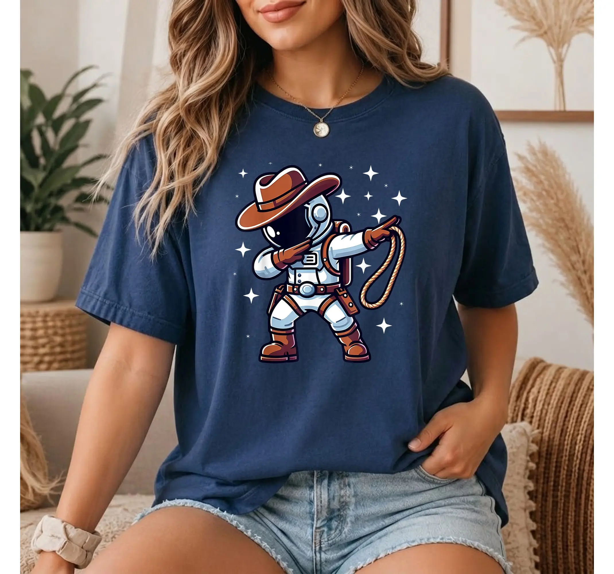 Space Cowboy Dabbing Astronaut Graphic Tee, Funny Spaceman Halloween Costume Shirt for Boys and Men - photo 3