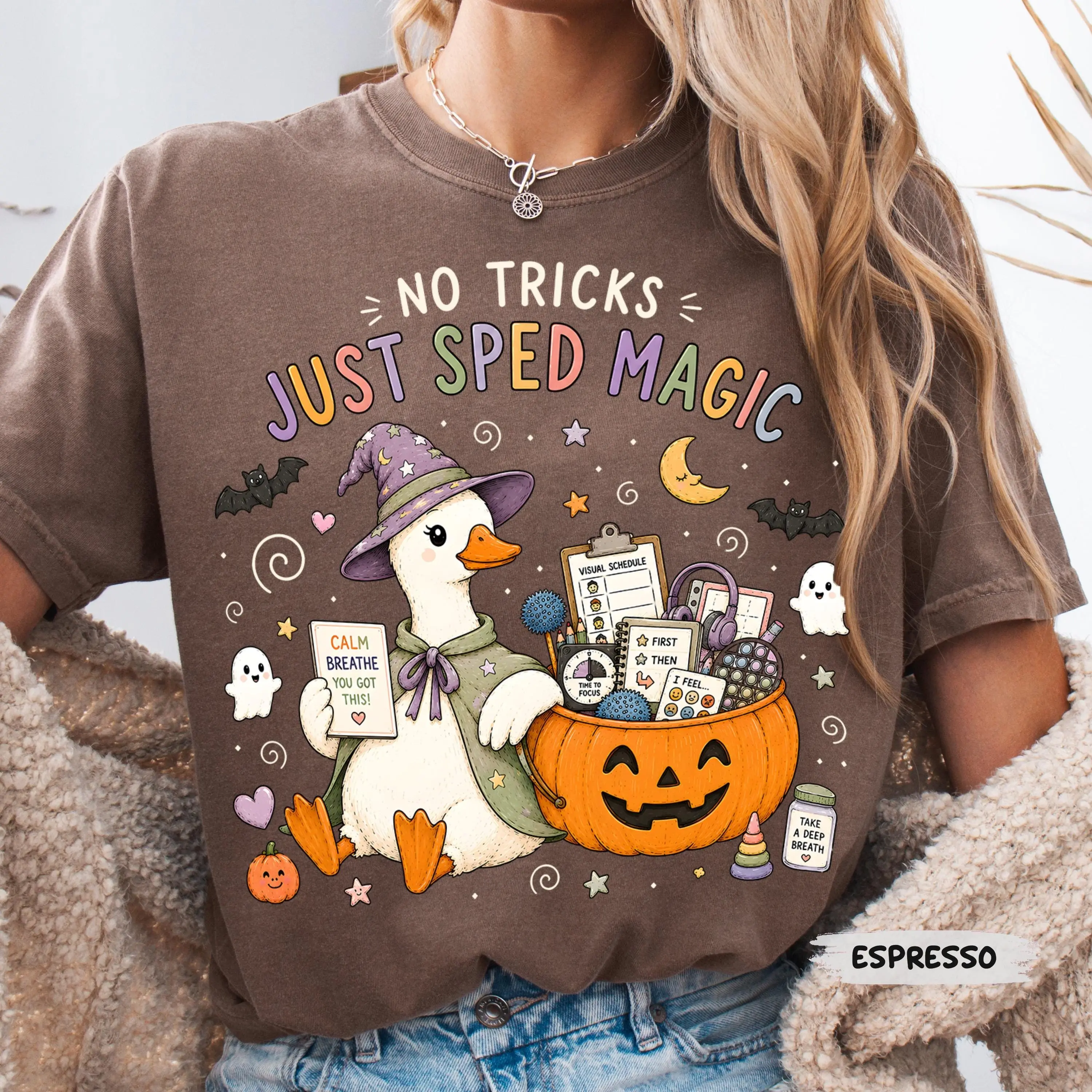 Comfort Colors SPED Halloween Shirt, No Tricks Just Magic Tee, Cute Spooky Special Education Teacher Gift - photo 1