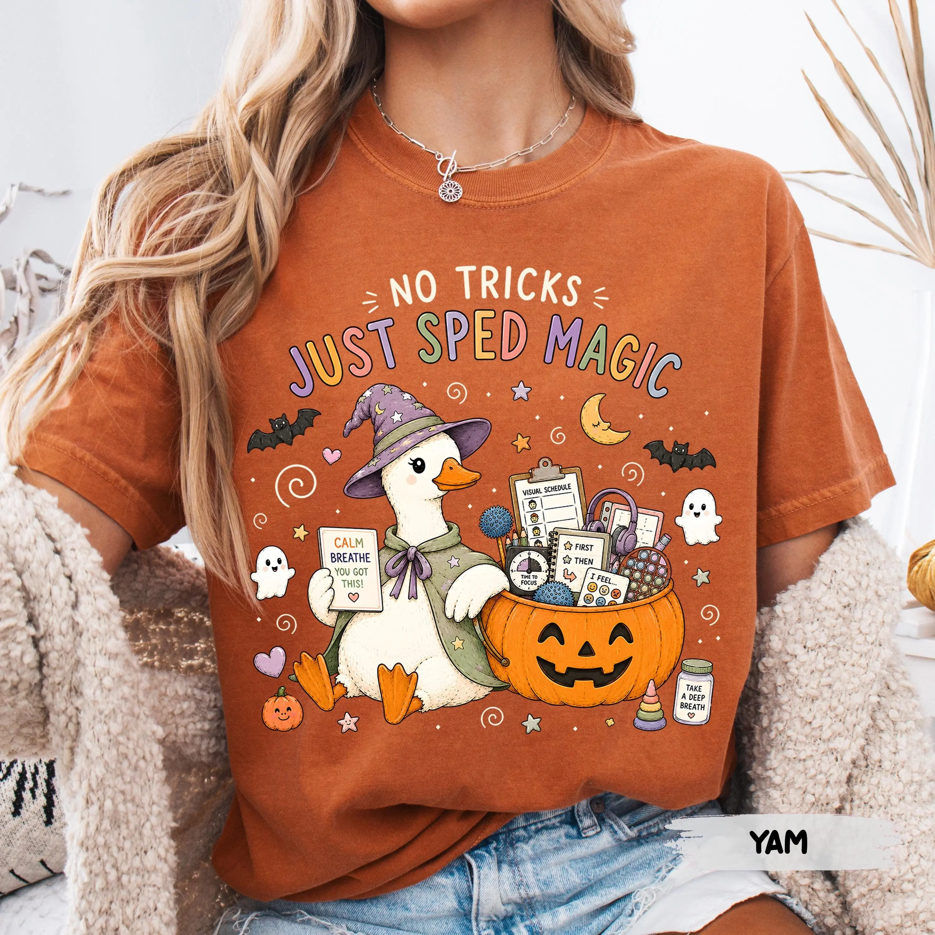 Comfort Colors SPED Halloween Shirt, No Tricks Just Magic Tee, Cute Spooky Special Education Teacher Gift - photo 2