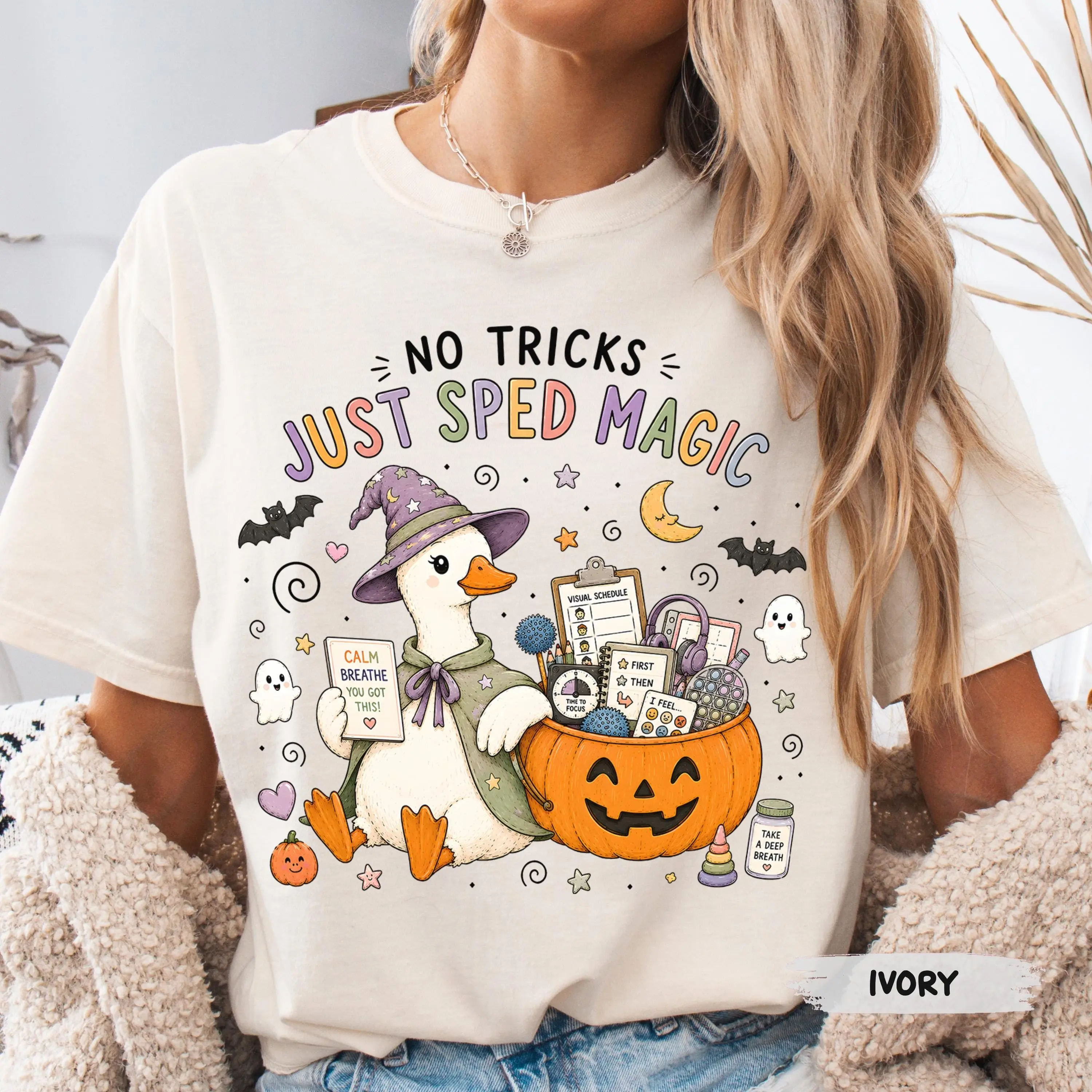 Comfort Colors SPED Halloween Shirt, No Tricks Just Magic Tee, Cute Spooky Special Education Teacher Gift - photo 3