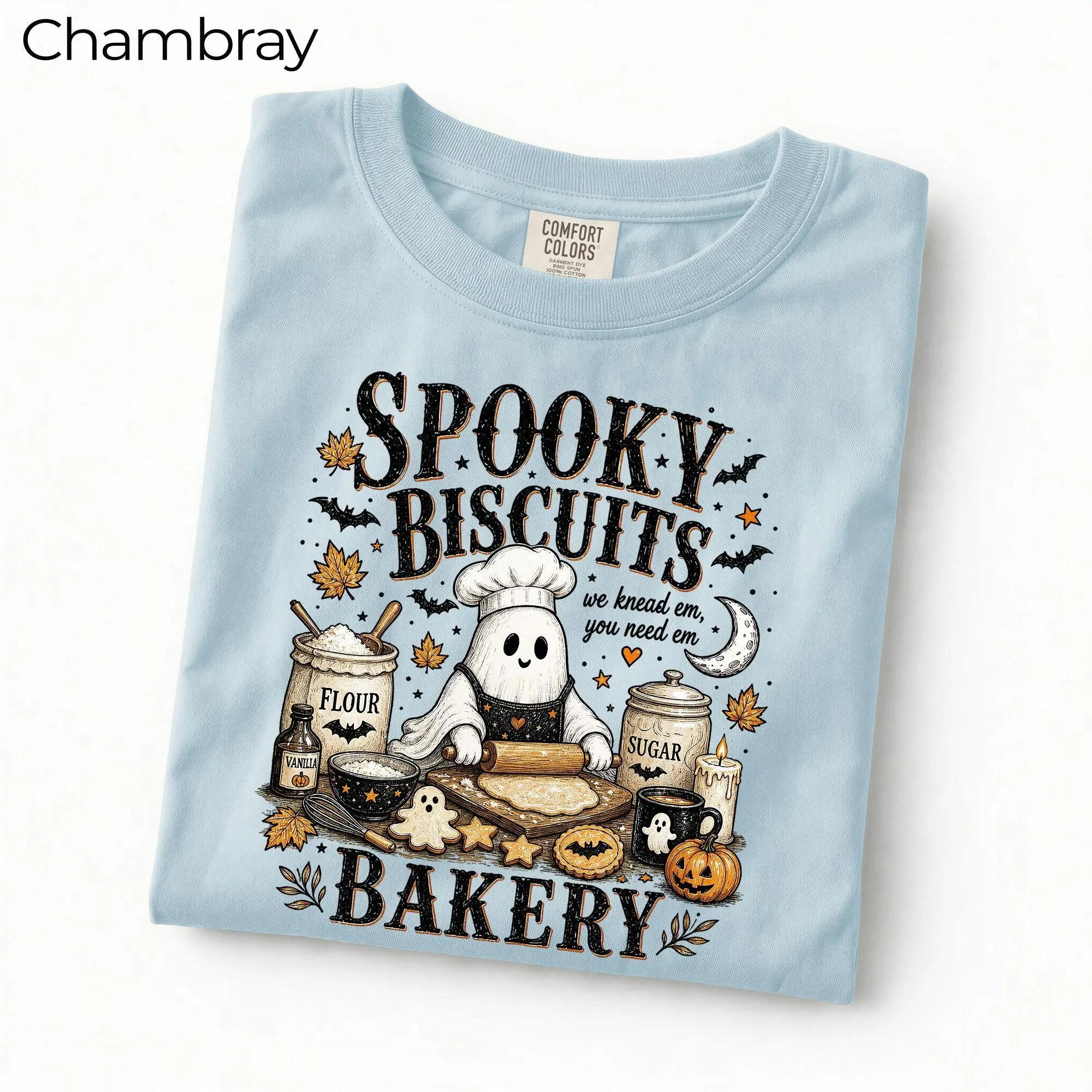 Spooky Biscuits Bakery Halloween Shirt, Cute Ghost Baking Tee, Funny Fall Graphic Top Gift For Bakers - photo 4