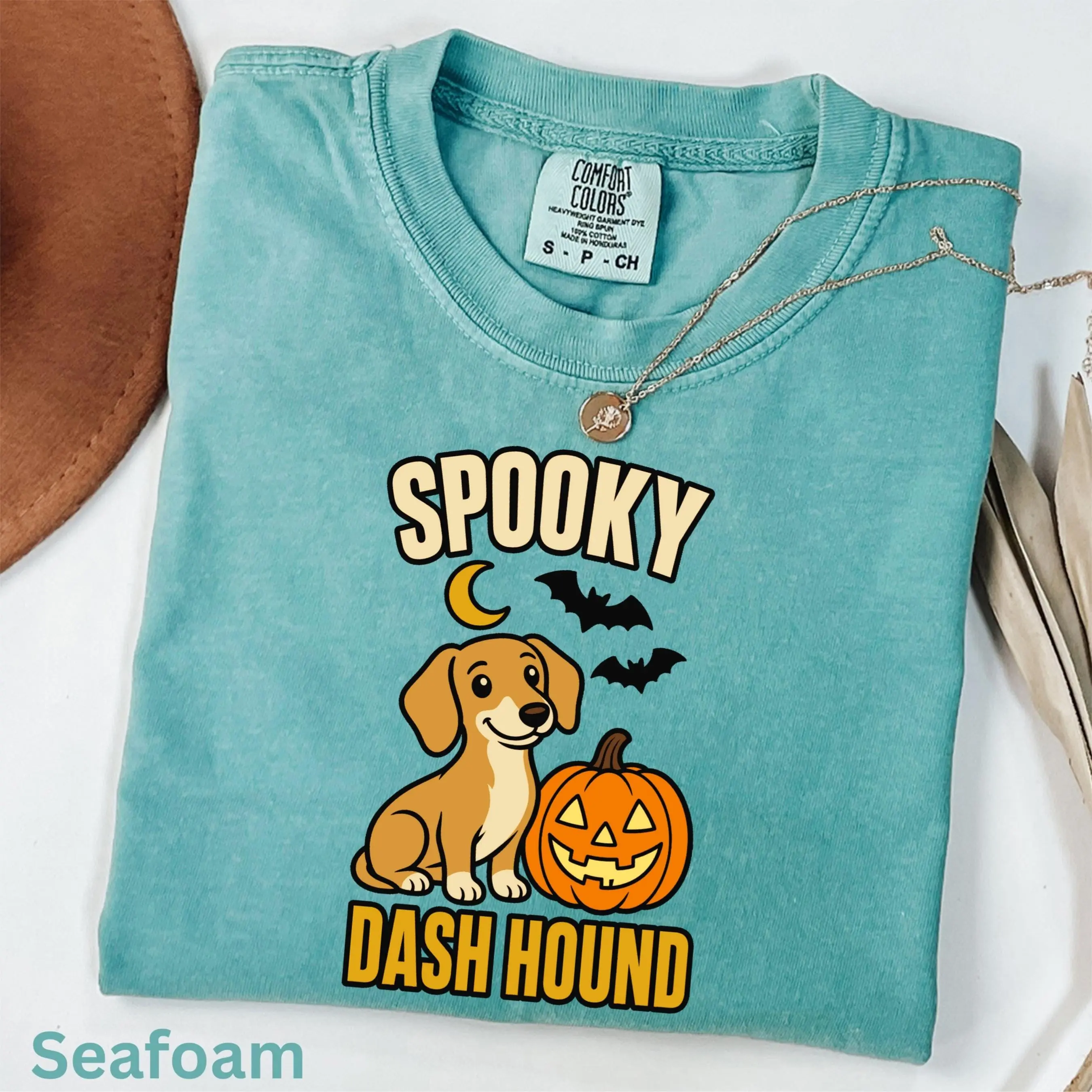 Comfort Colors Spooky Dachshund Shirt, Halloween Wiener Dog Lover Funny Pet Mom Gift Tee - photo 3
