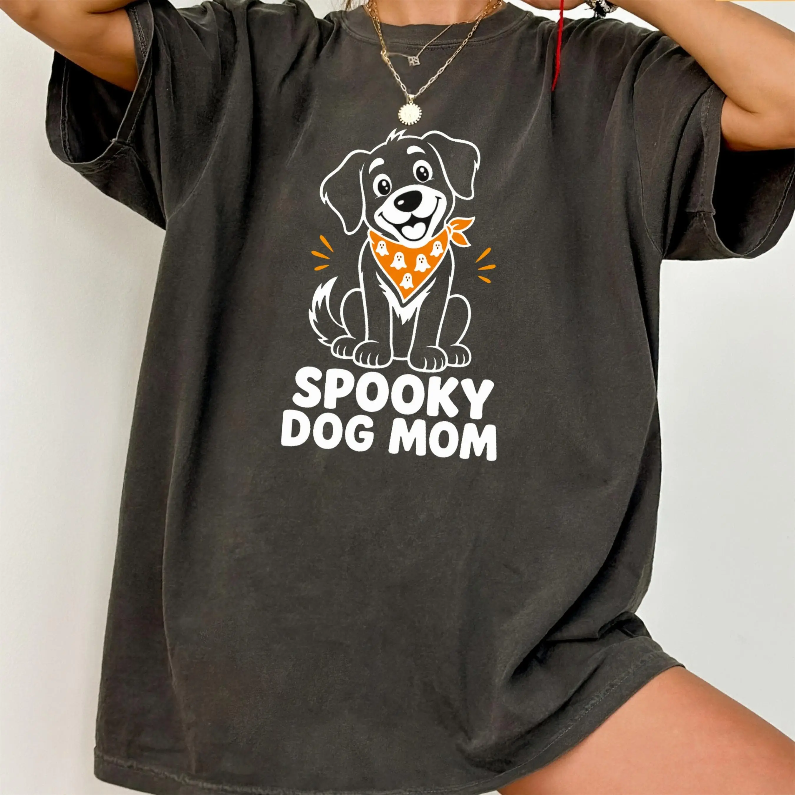 Comfort Colors Spooky Dog Mom Halloween Shirt, Funny Pet Lover Fall Gift Tee - photo 2