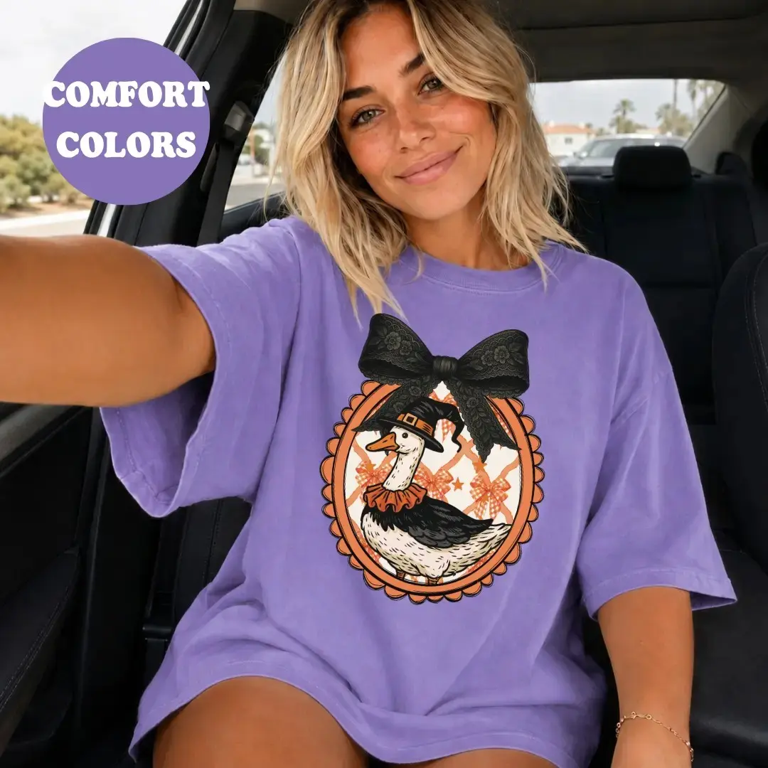 Comfort Colors Spooky Goosey Shirt, Cute Ghost Goose Oversized Trendy Halloween Fall Tee for Women