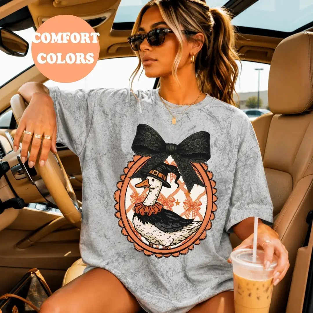 Comfort Colors Spooky Goosey Shirt, Cute Ghost Goose Oversized Trendy Halloween Fall Tee for Women - photo 4