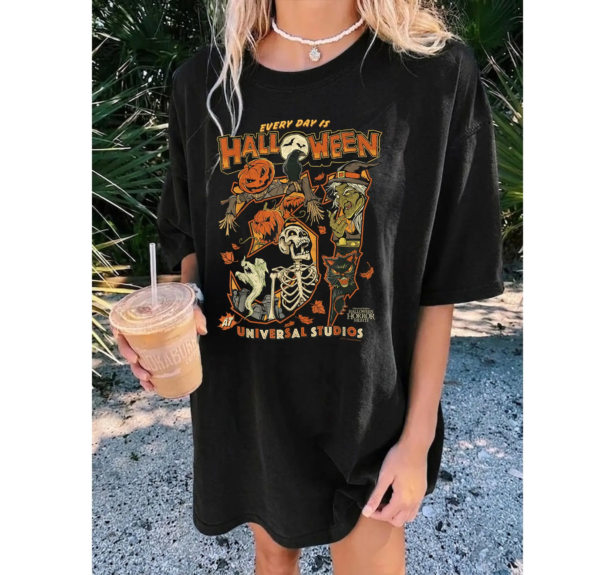 Spooky HHN Horror Nights Shirt, Everyday Halloween Scary Graphic Tee Top - photo 2