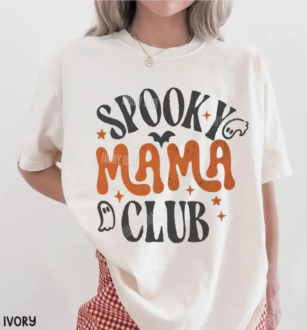 Comfort Colors Spooky Mama Club Shirt, Halloween Mom Family Matching Fall Season Graphic Tee