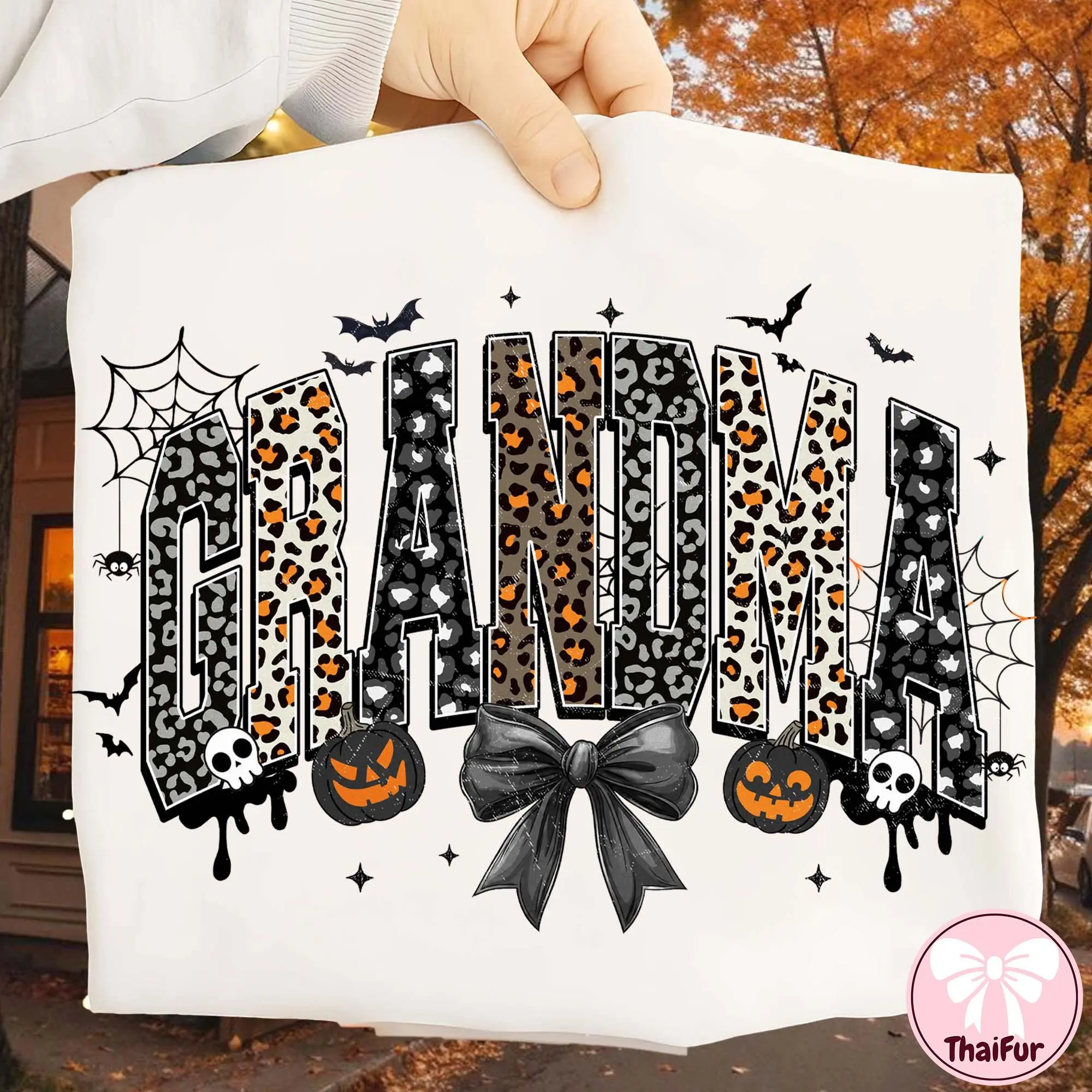 Spooky Mama Halloween Sweatshirt, Leopard Grandma Gigi Nana Mamaw Season Sublimation Crewneck - photo 2