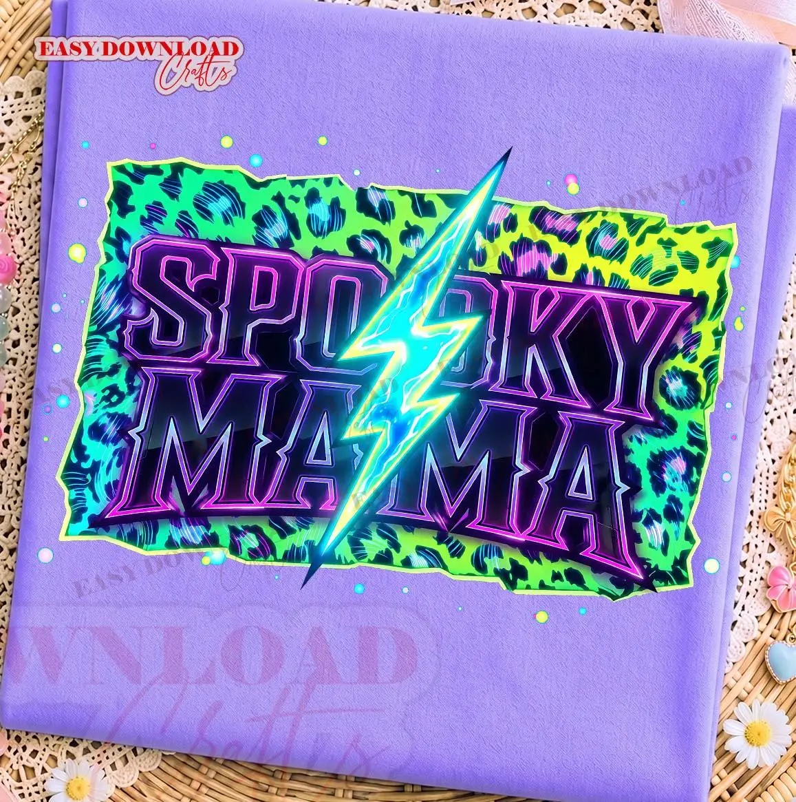 Spooky Neon Leopard Mama Comfort Colors Shirt, Halloween Mom Mini Matching Graphic Tee - photo 3