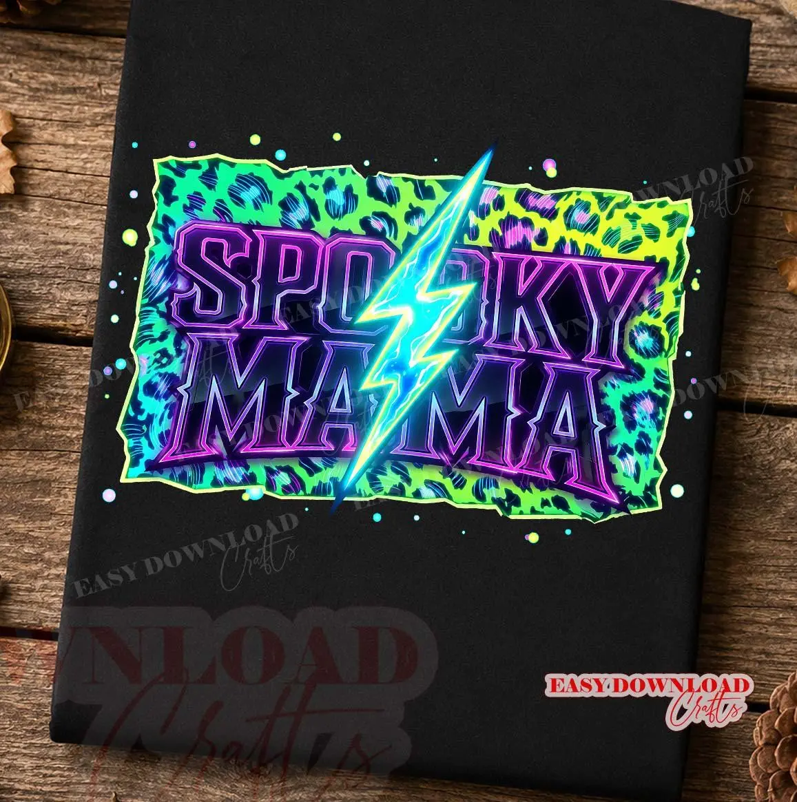 Spooky Neon Leopard Mama Comfort Colors Shirt, Halloween Mom Mini Matching Graphic Tee - photo 4