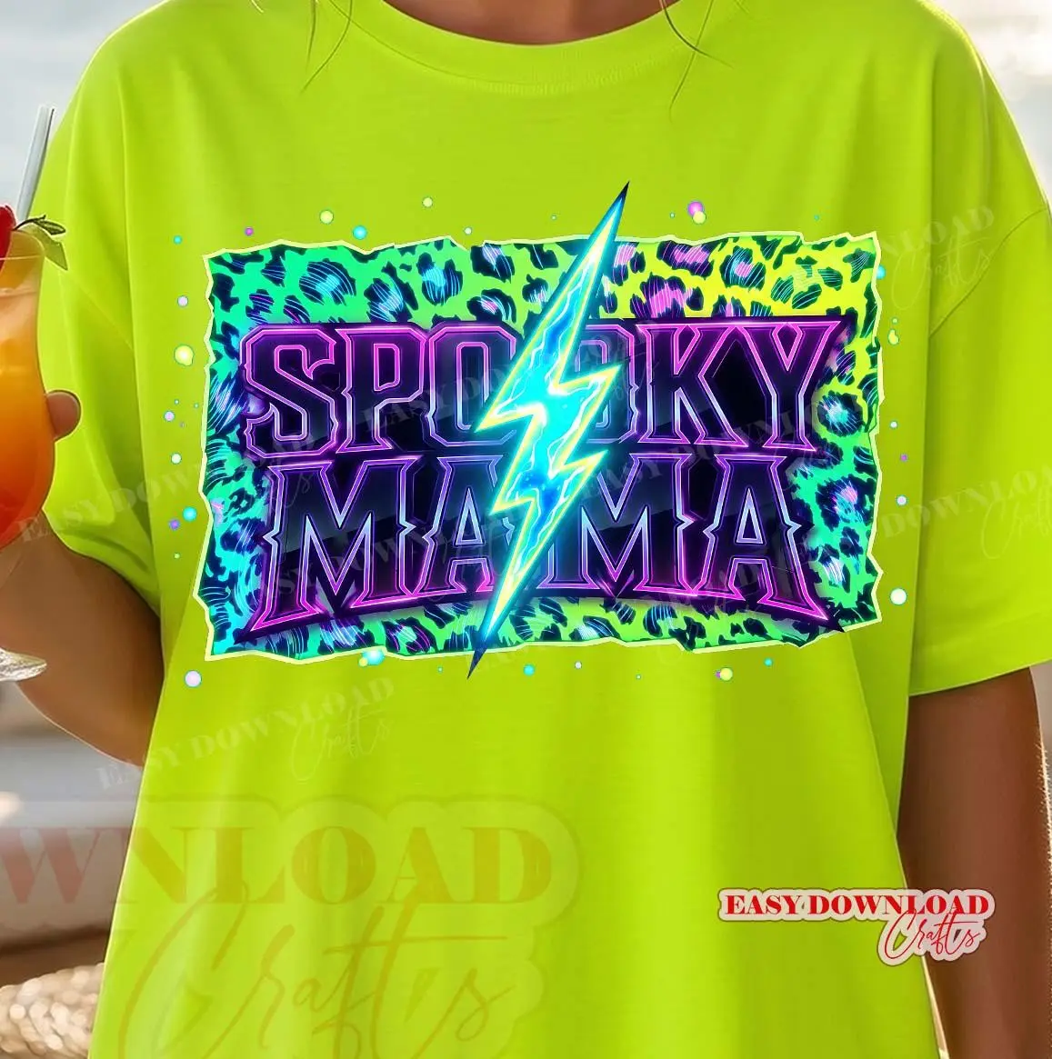 Spooky Neon Leopard Mama Comfort Colors Shirt, Halloween Mom Mini Matching Graphic Tee - photo 5