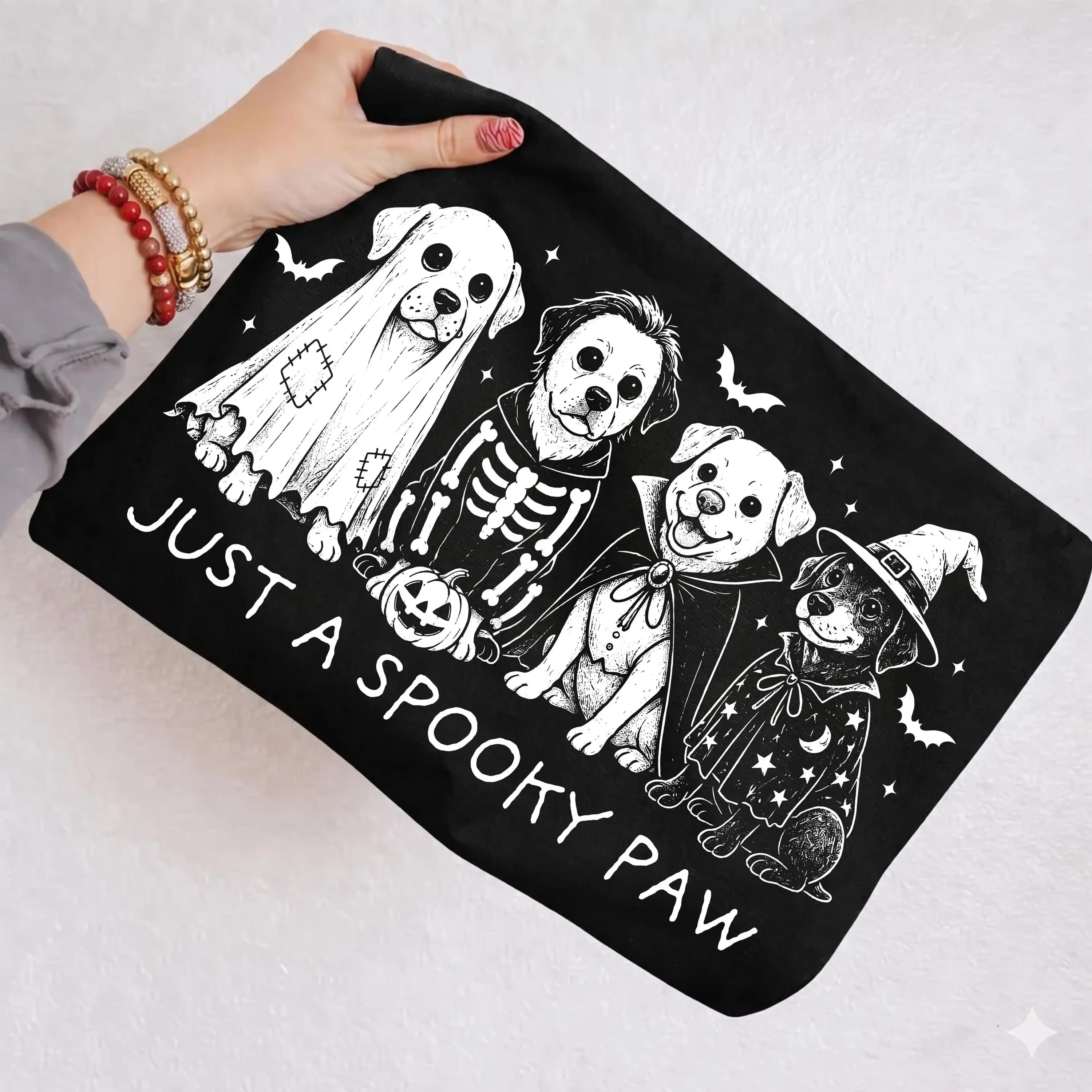 Comfort Colors Spooky Paw Halloween Dog Shirt, Cute Pet Lover Graphic Fall Tee for Women - photo 4