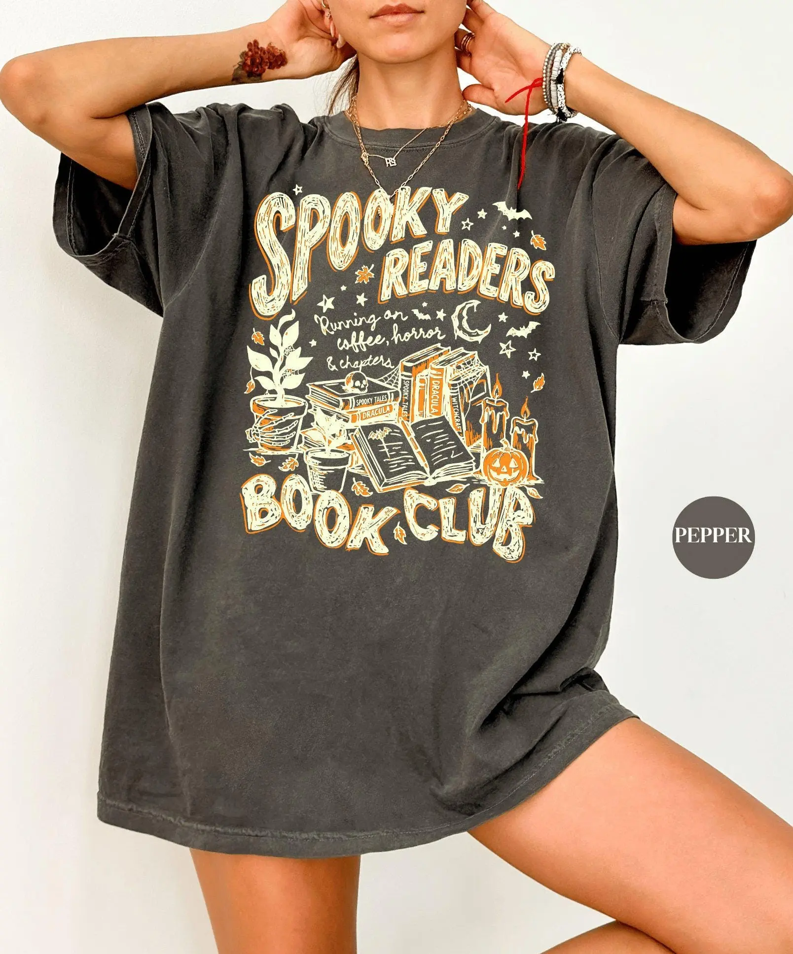 Comfort Colors Spooky Readers Book Club Shirt, Late Night Bookish Reader Tee, Halloween Graphic Top - photo 3