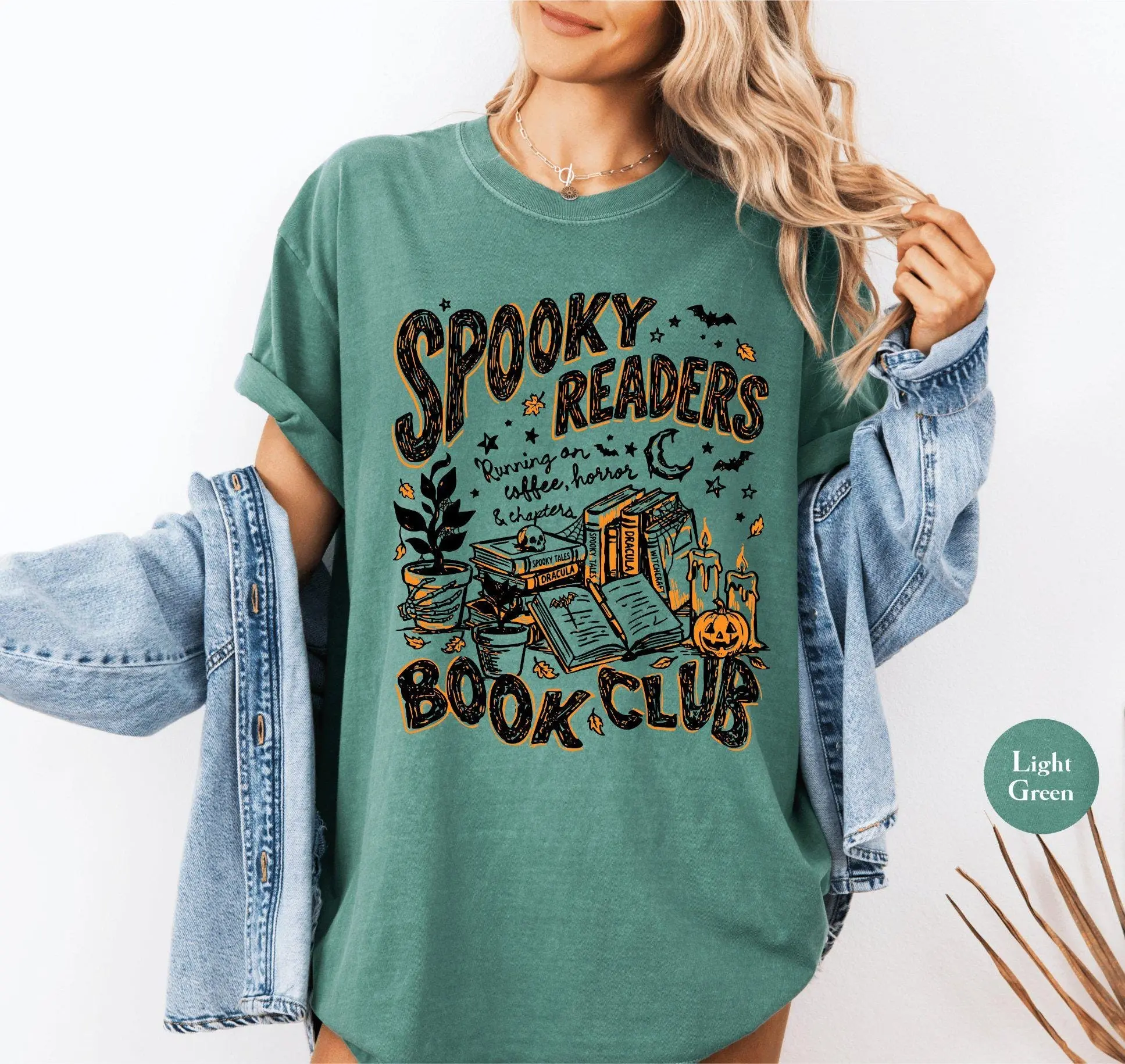 Comfort Colors Spooky Readers Book Club Shirt, Late Night Bookish Reader Tee, Halloween Graphic Top - photo 4