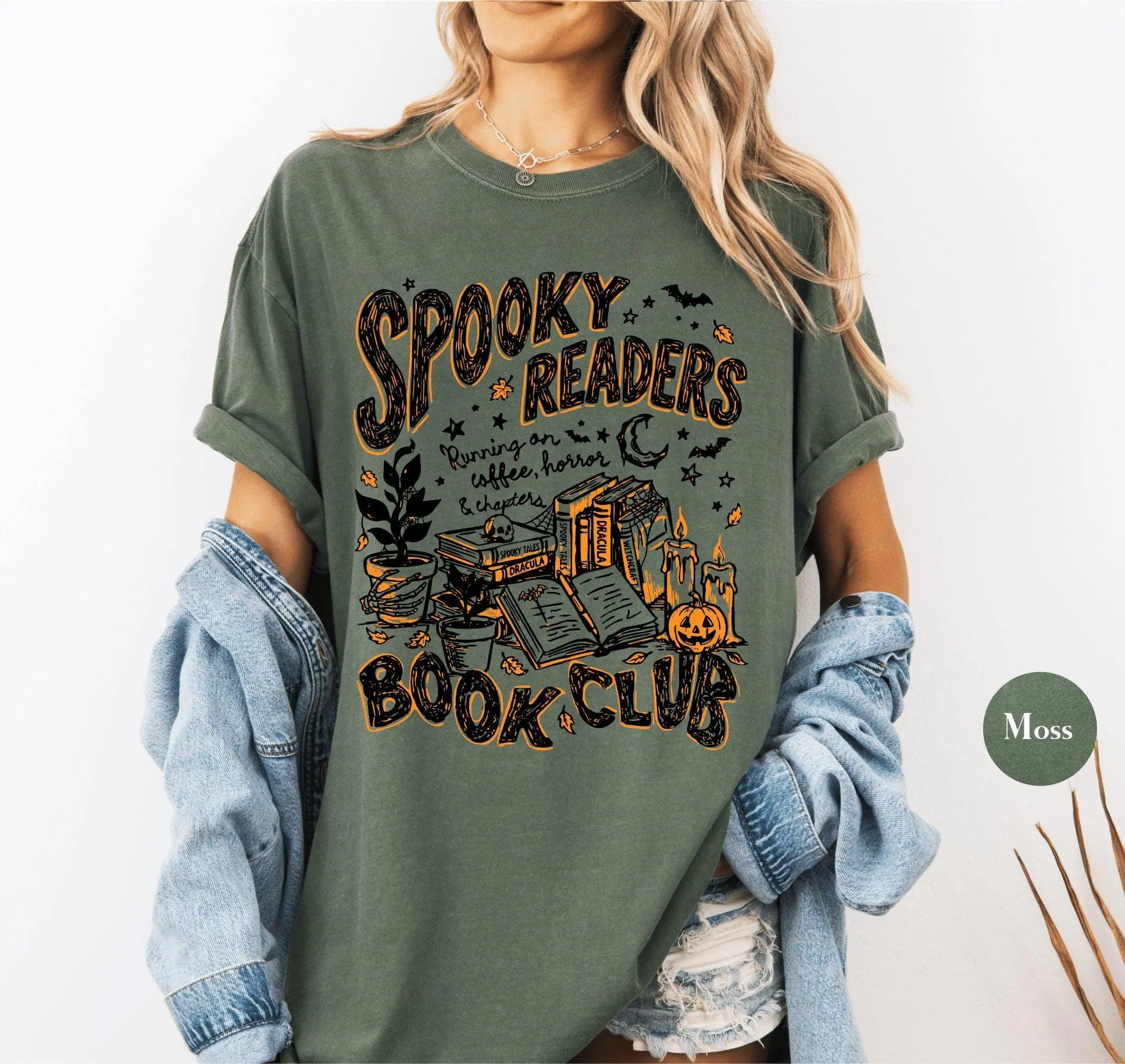 Comfort Colors Spooky Readers Book Club Shirt, Late Night Bookish Reader Tee, Halloween Graphic Top - photo 5