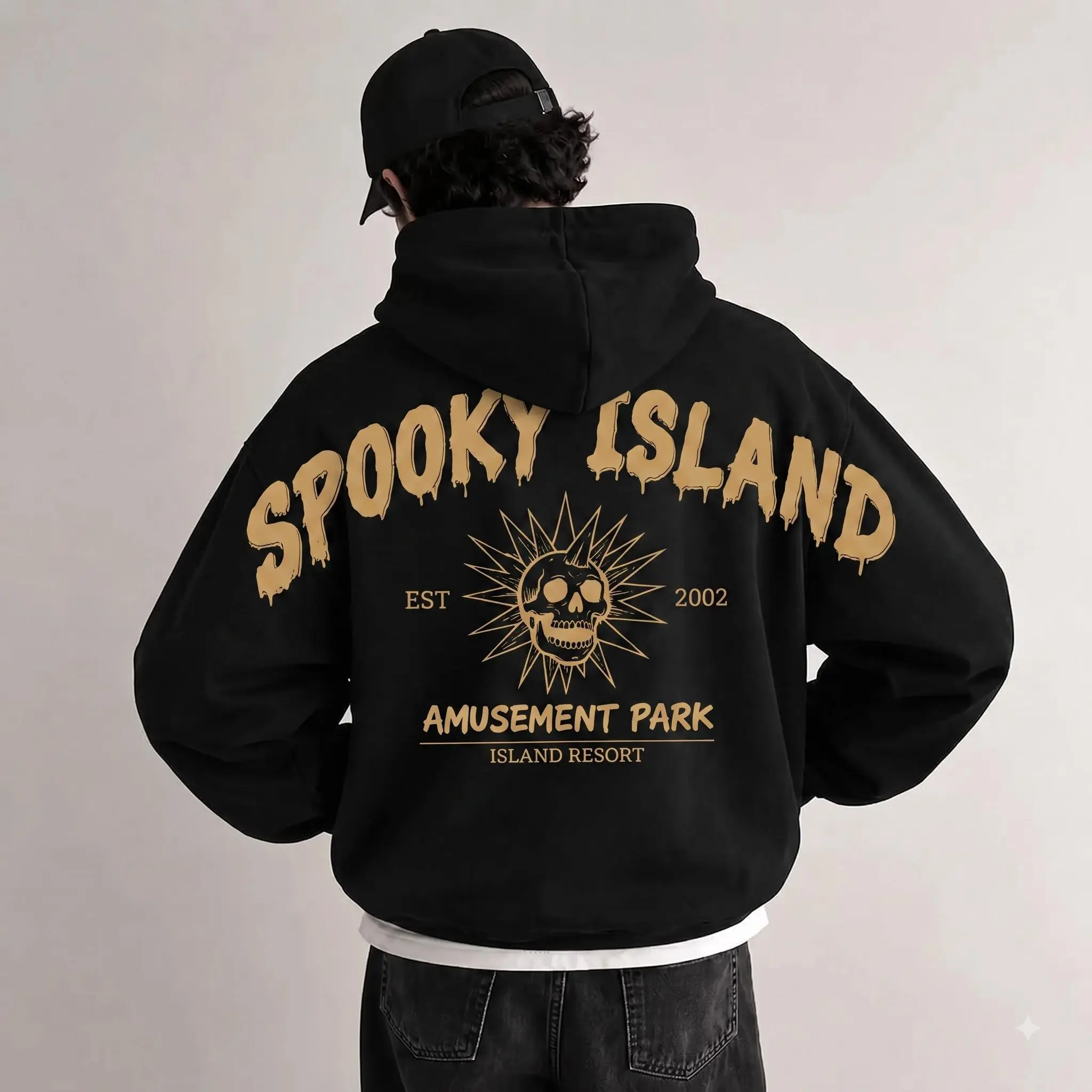 Spooky Season Across Back Sweatshirt, Vintage Gothic Halloween Shoulder-To-Shoulder Lettering Crewneck