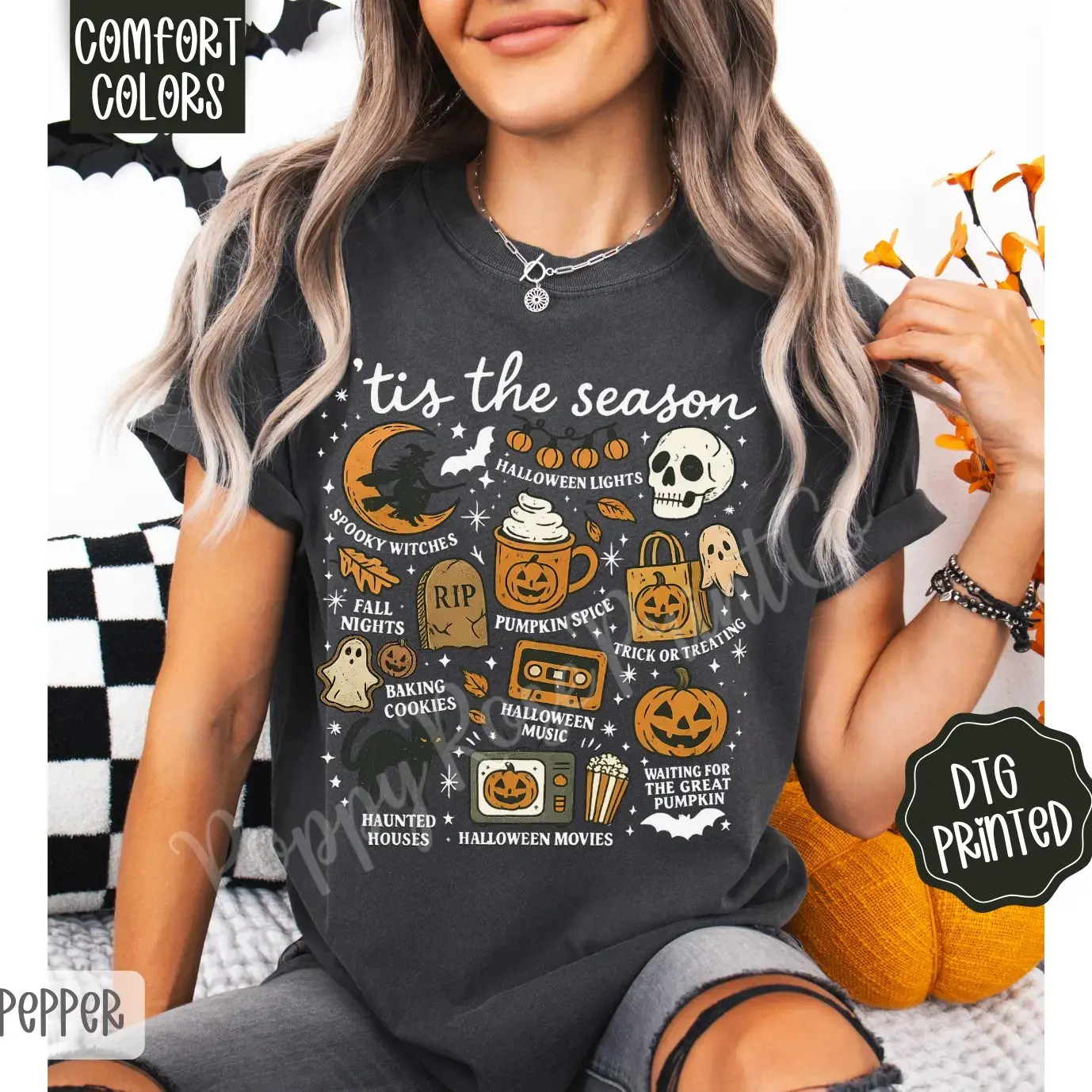 Spooky Season Comfort Colors Tee, Trendy Fall Halloween Graphic T-Shirt - photo 2