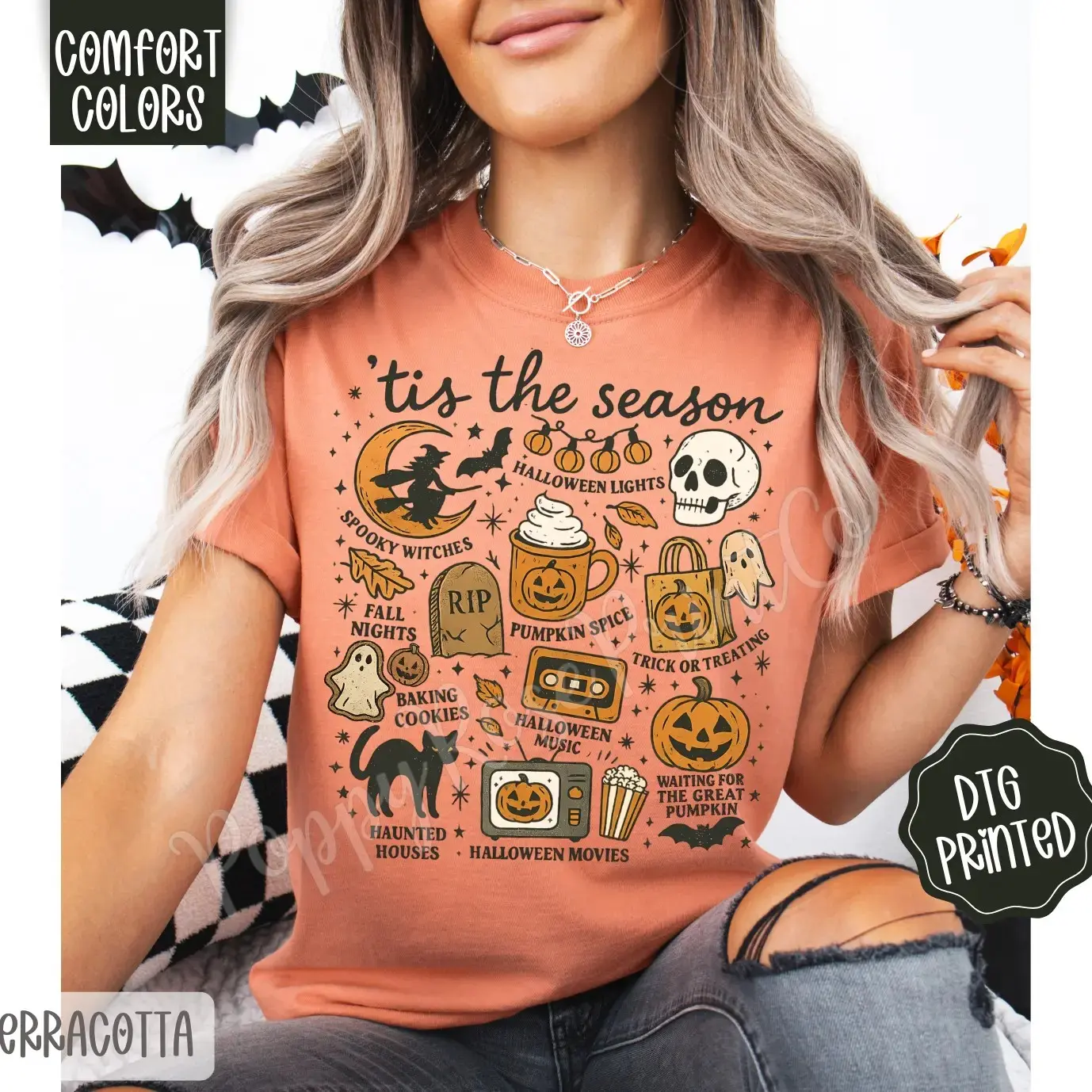 Spooky Season Comfort Colors Tee, Trendy Fall Halloween Graphic T-Shirt - photo 3