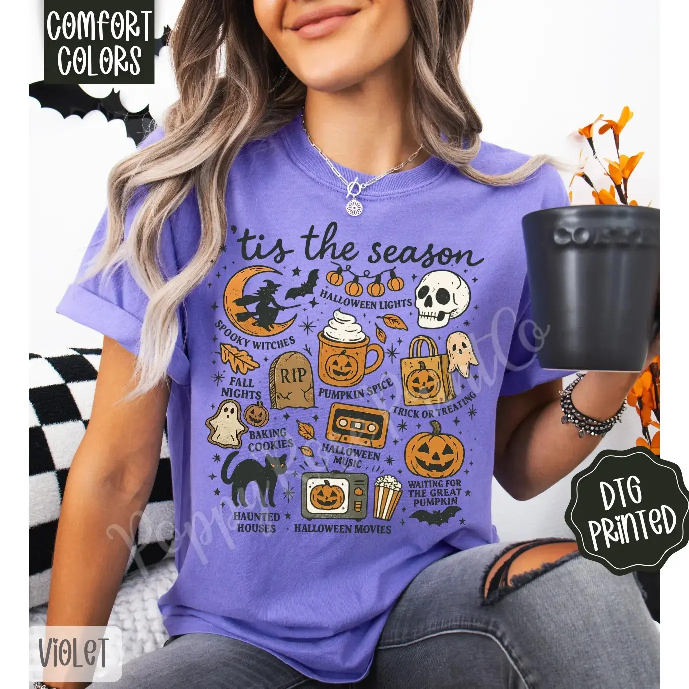 Spooky Season Comfort Colors Tee, Trendy Fall Halloween Graphic T-Shirt - photo 5