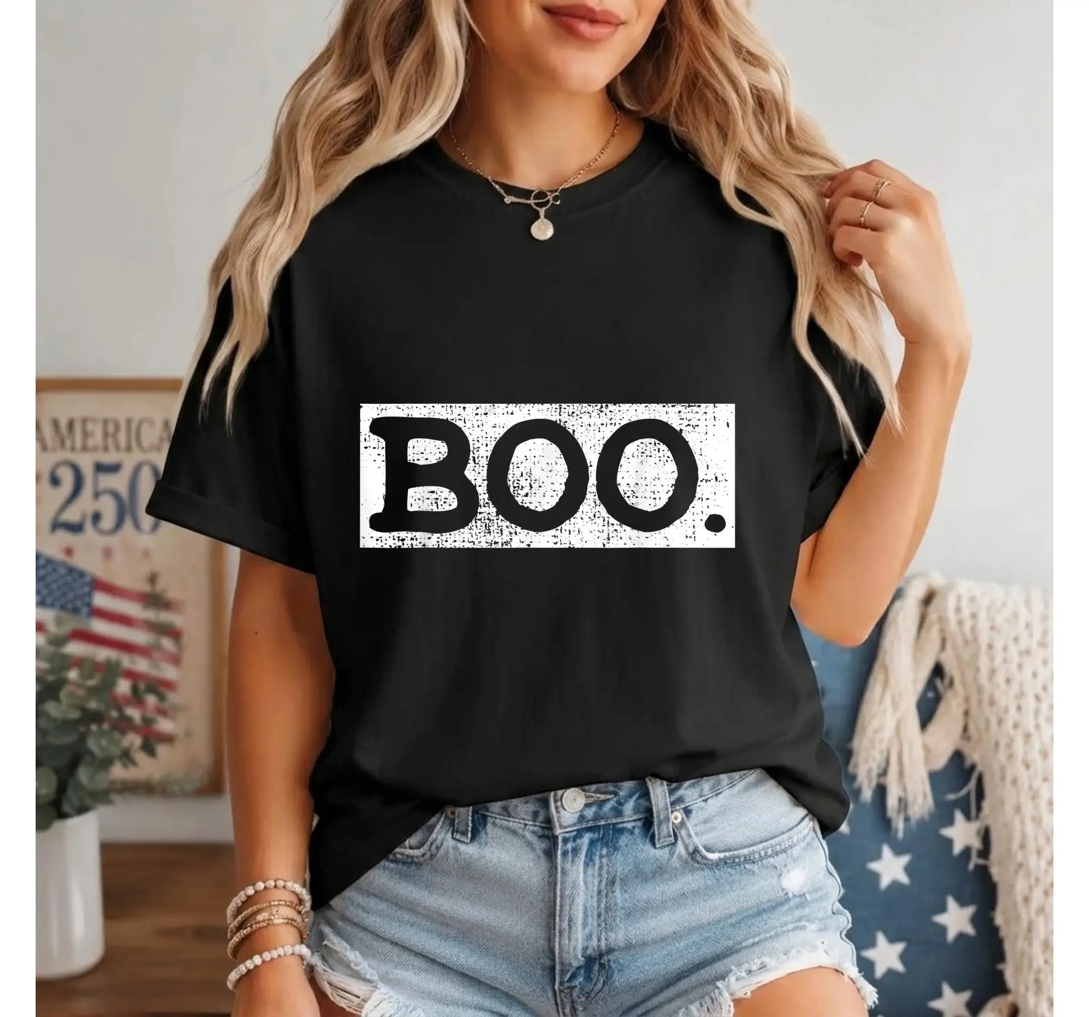 Spooky Season Retro Ghost Tee, Cute Boo Funny Fall Halloween Graphic Top