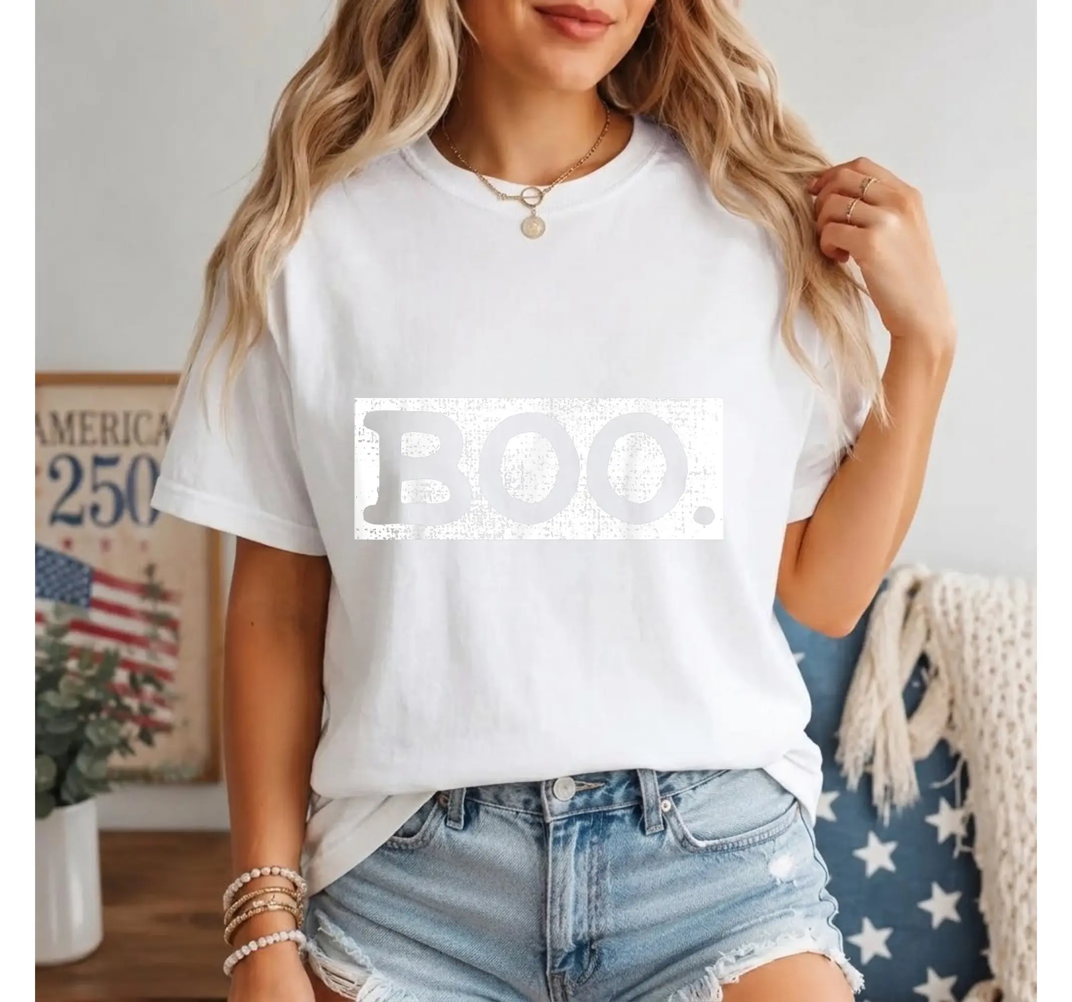 Spooky Season Retro Ghost Tee, Cute Boo Funny Fall Halloween Graphic Top - photo 3