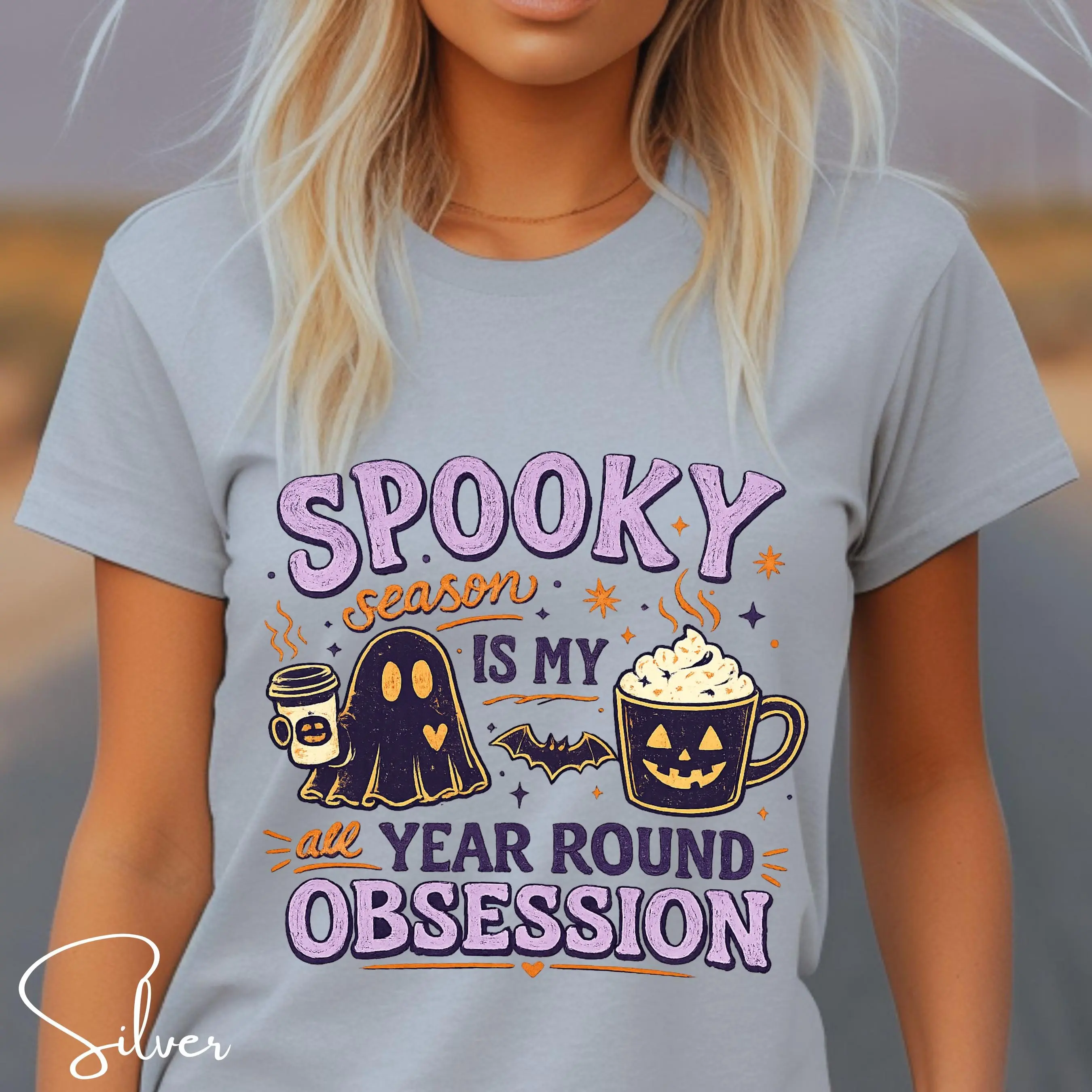 Bella Canvas 3001 Spooky Season Shirt, Cute Funny Halloween Ghost Fall Graphic Tee for Women - photo 5