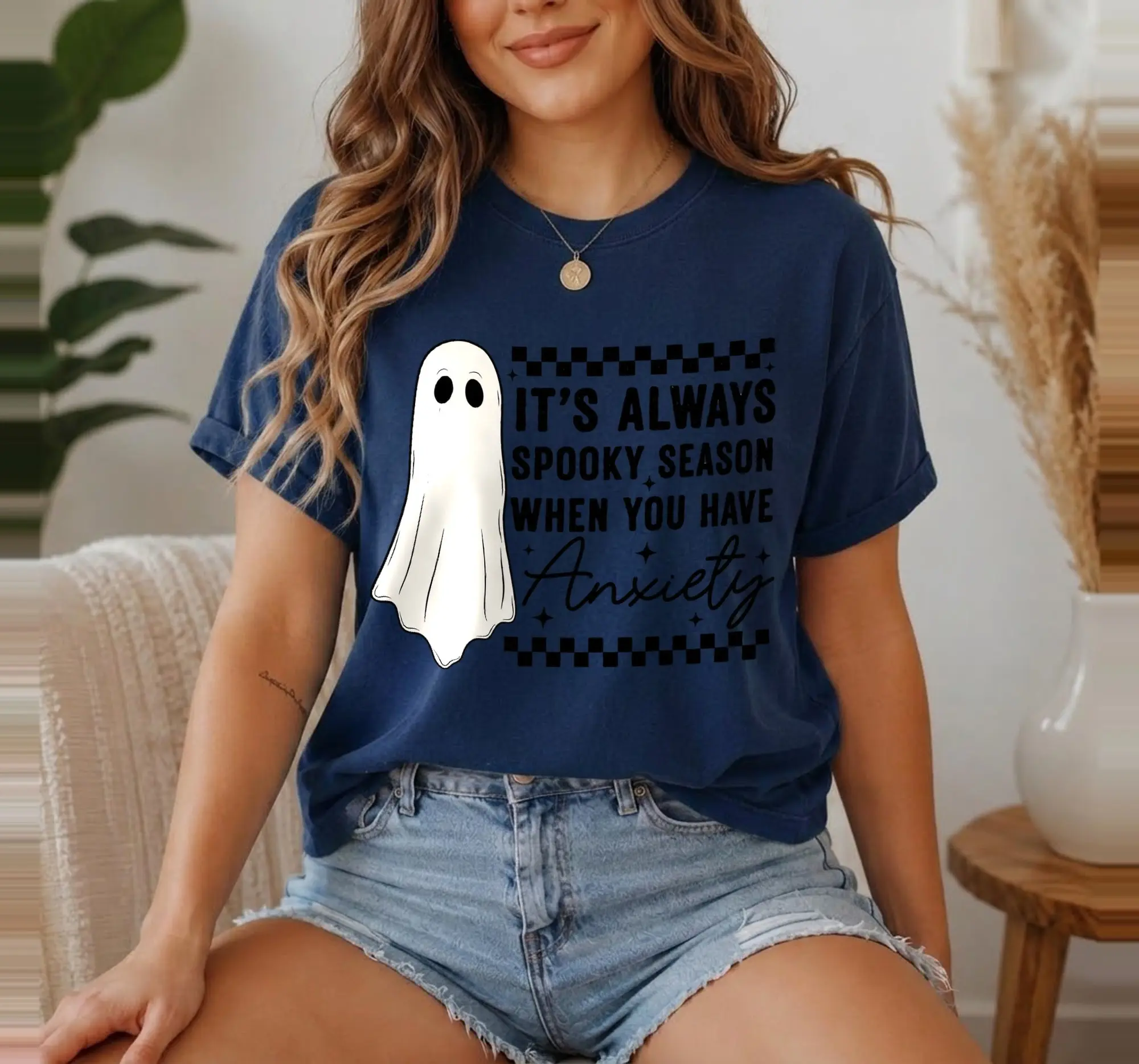 Spooky Season Anxiety Sweatshirt, Funny Mental Health Halloween Cozy Fall Graphic Crewneck Gift - photo 3