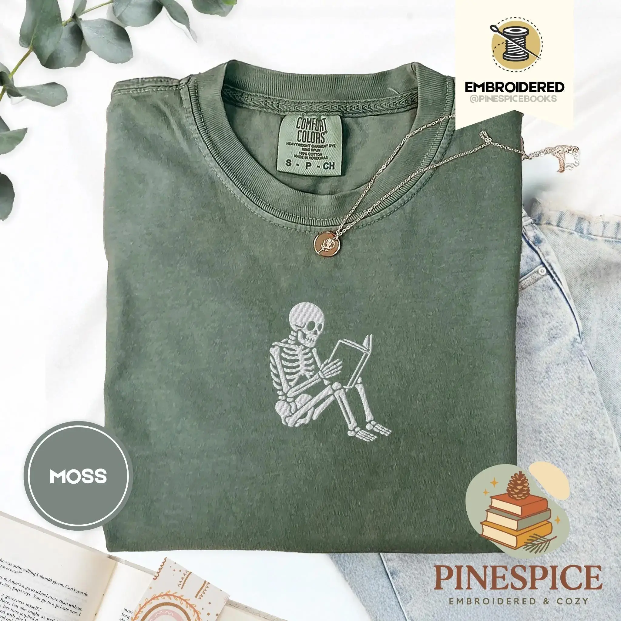 Spooky Season Vibes T-Shirt for Women, Skeleton Coffee Lover Tee, Pumpkin Halloween Fall Autumn Graphic Casual Short Sleeve Top - photo 4