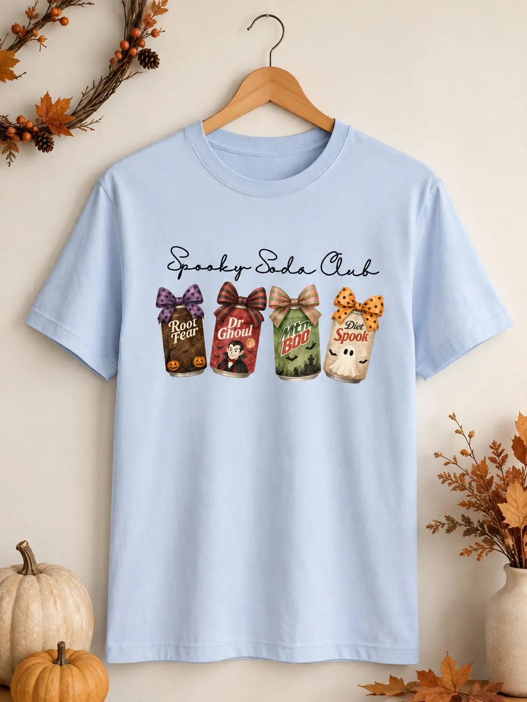Spooky Soda Club Shirt, Cozy Halloween Tee, Summerween Ghost Graphic Top, Cute Season Gift - photo 3