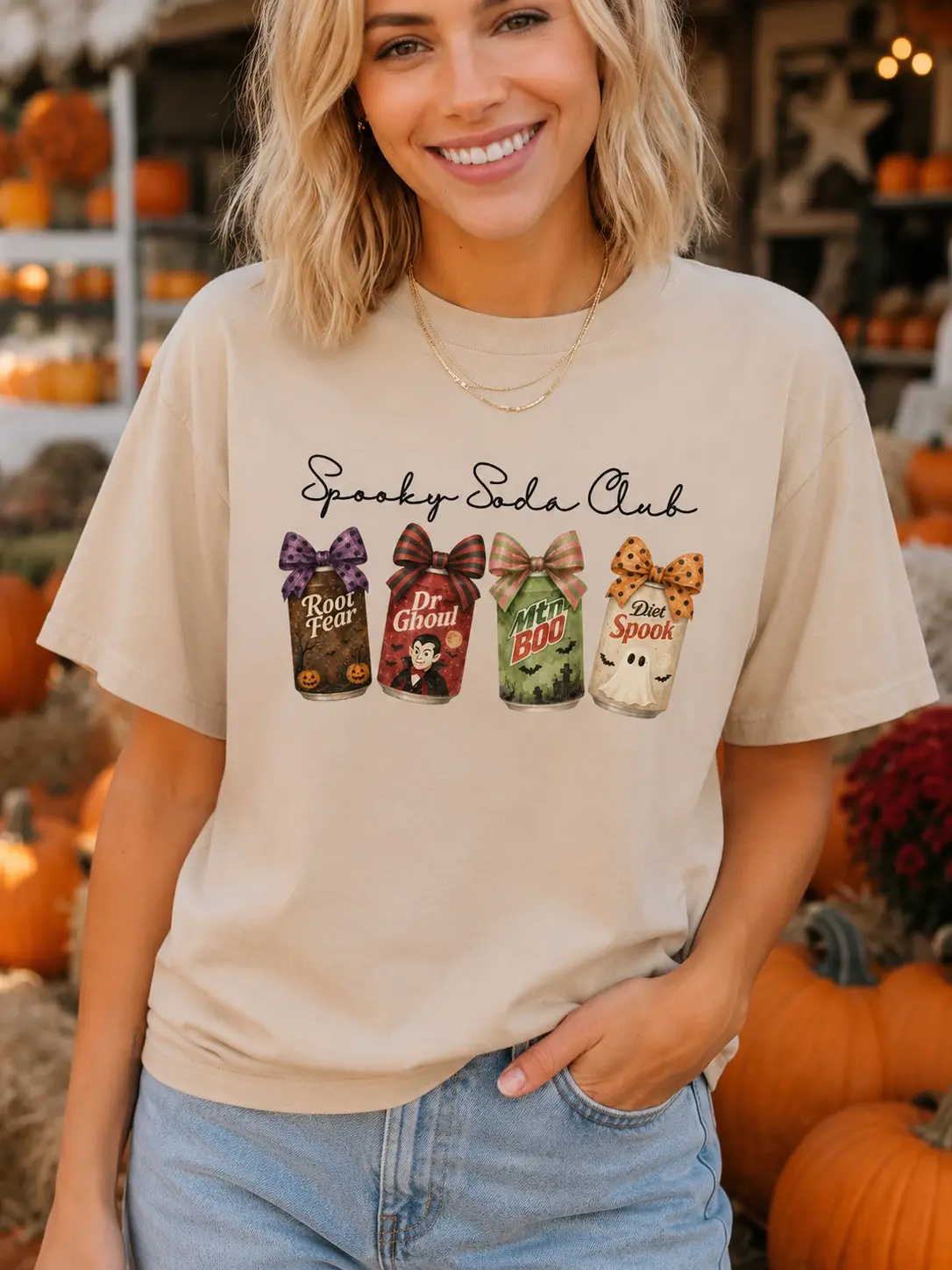 Spooky Soda Club Shirt, Cozy Halloween Tee, Summerween Ghost Graphic Top, Cute Season Gift - photo 4