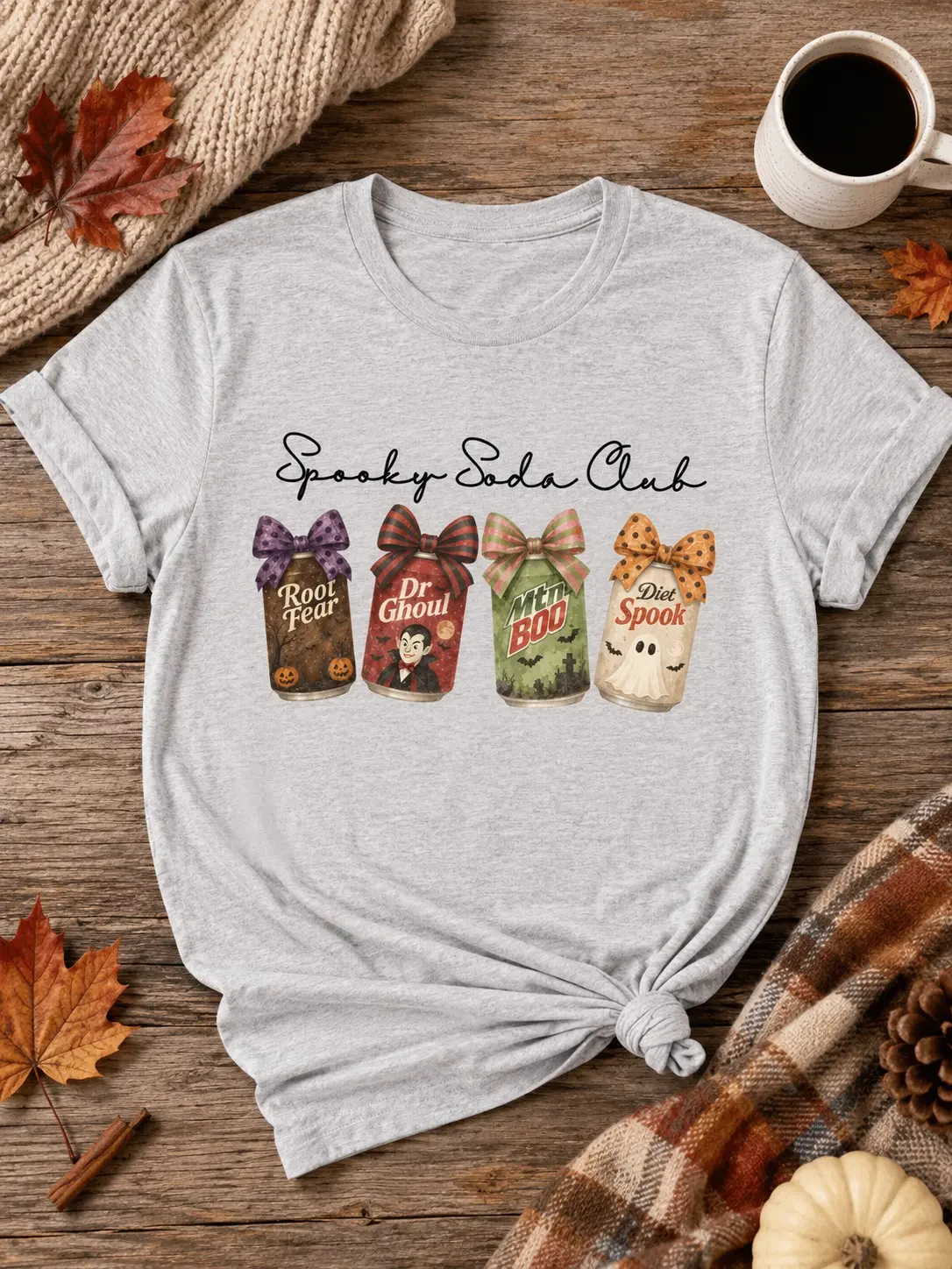 Spooky Soda Club Shirt, Cozy Halloween Tee, Summerween Ghost Graphic Top, Cute Season Gift - photo 5