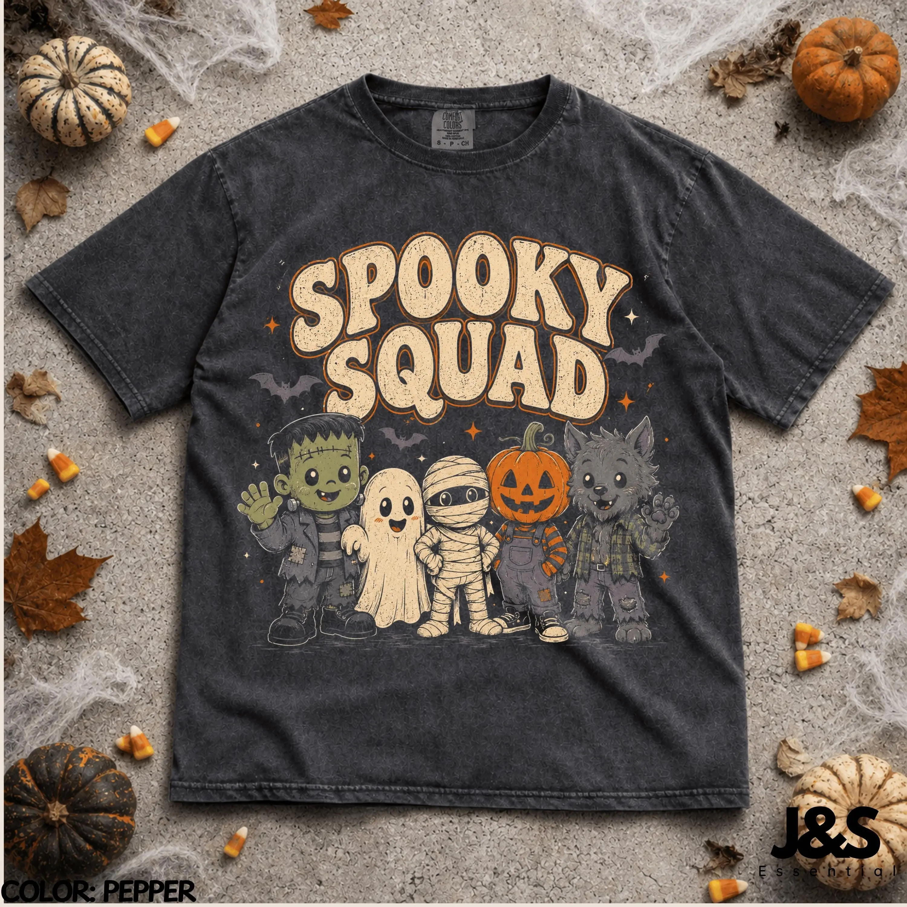 Spooky Squad Halloween Shirt, Cute Monster Friends Tee, Ghost Mummy Pumpkin Werewolf Vintage Trick Or Treat Gift