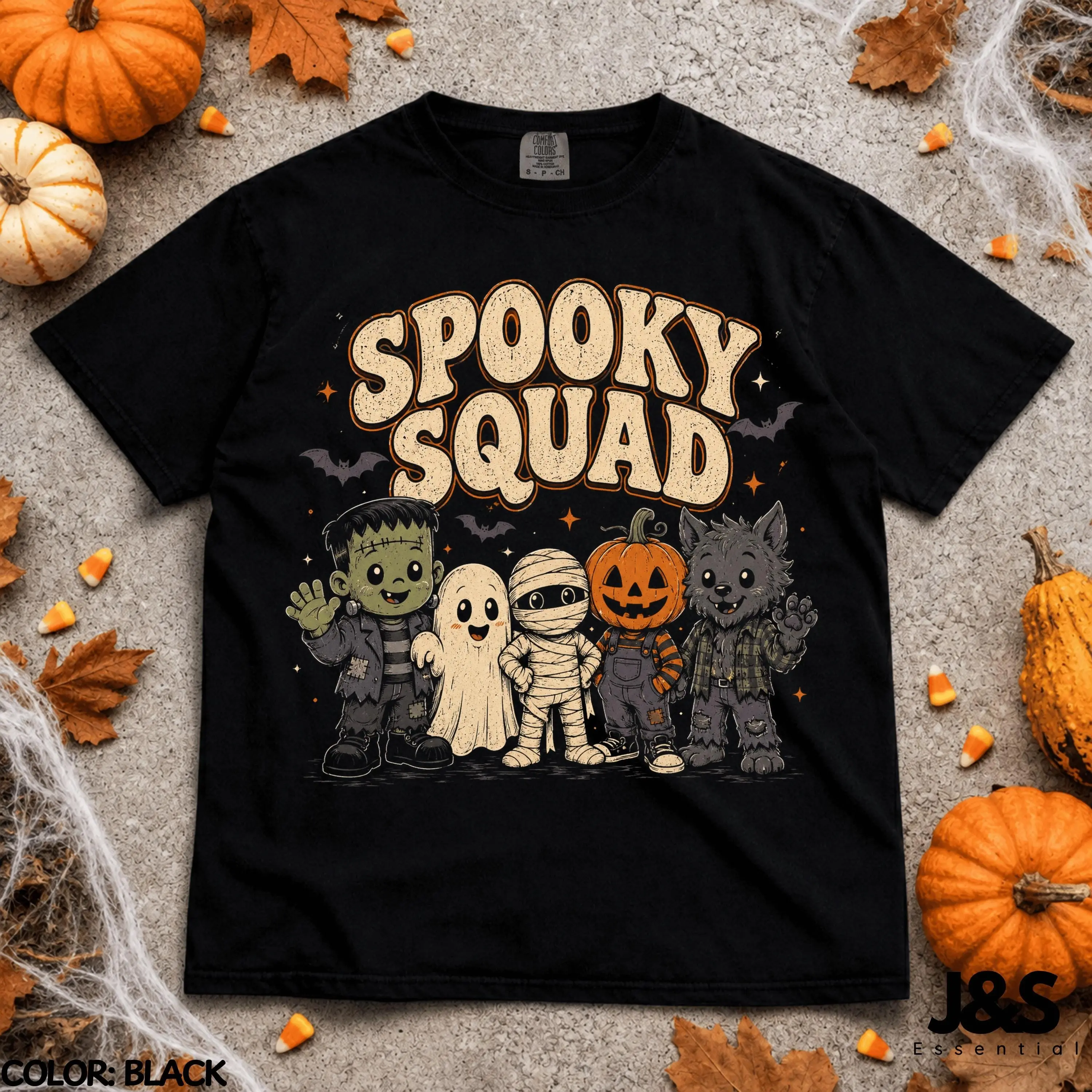 Spooky Squad Halloween Shirt, Cute Monster Friends Tee, Ghost Mummy Pumpkin Werewolf Vintage Trick Or Treat Gift - photo 2