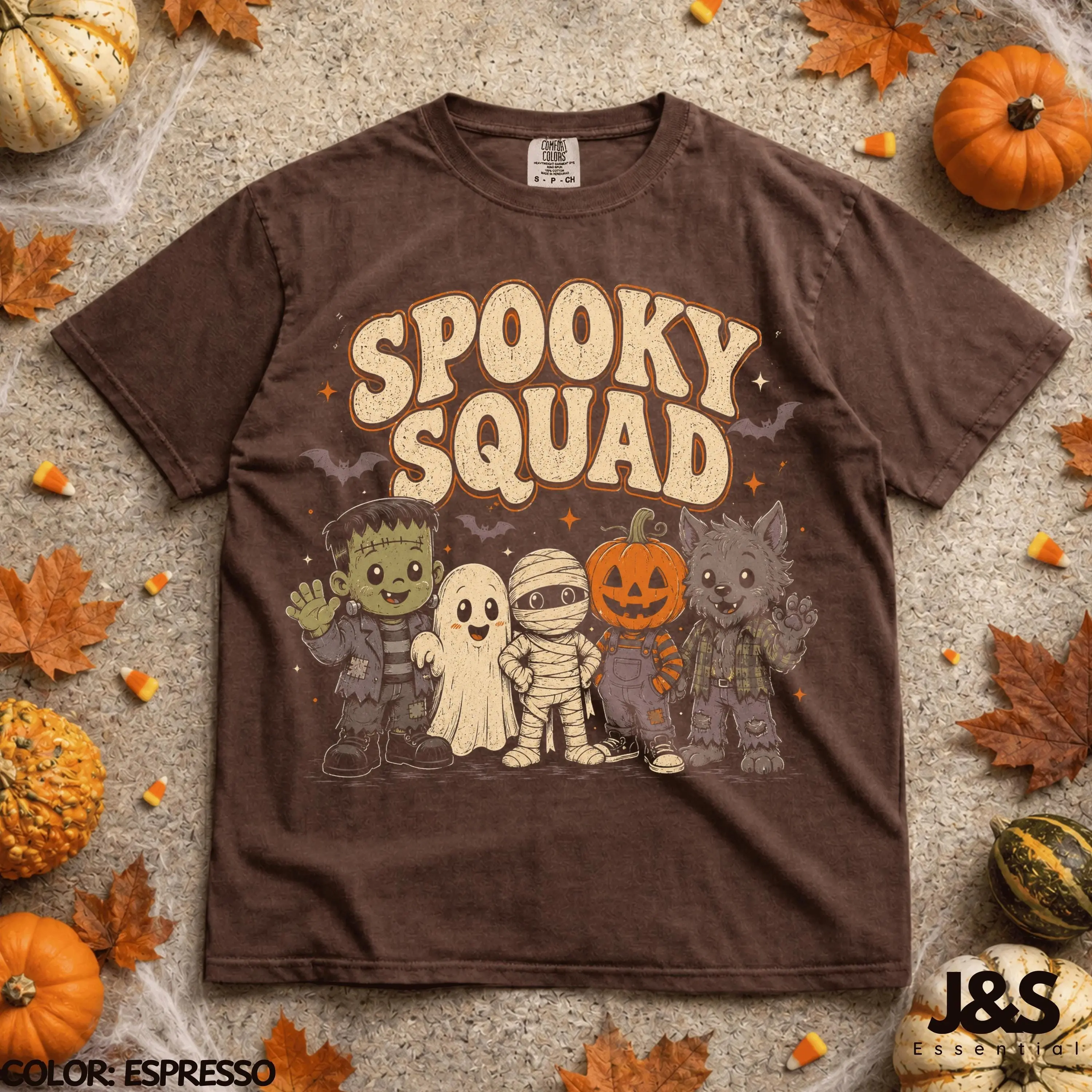 Spooky Squad Halloween Shirt, Cute Monster Friends Tee, Ghost Mummy Pumpkin Werewolf Vintage Trick Or Treat Gift - photo 3