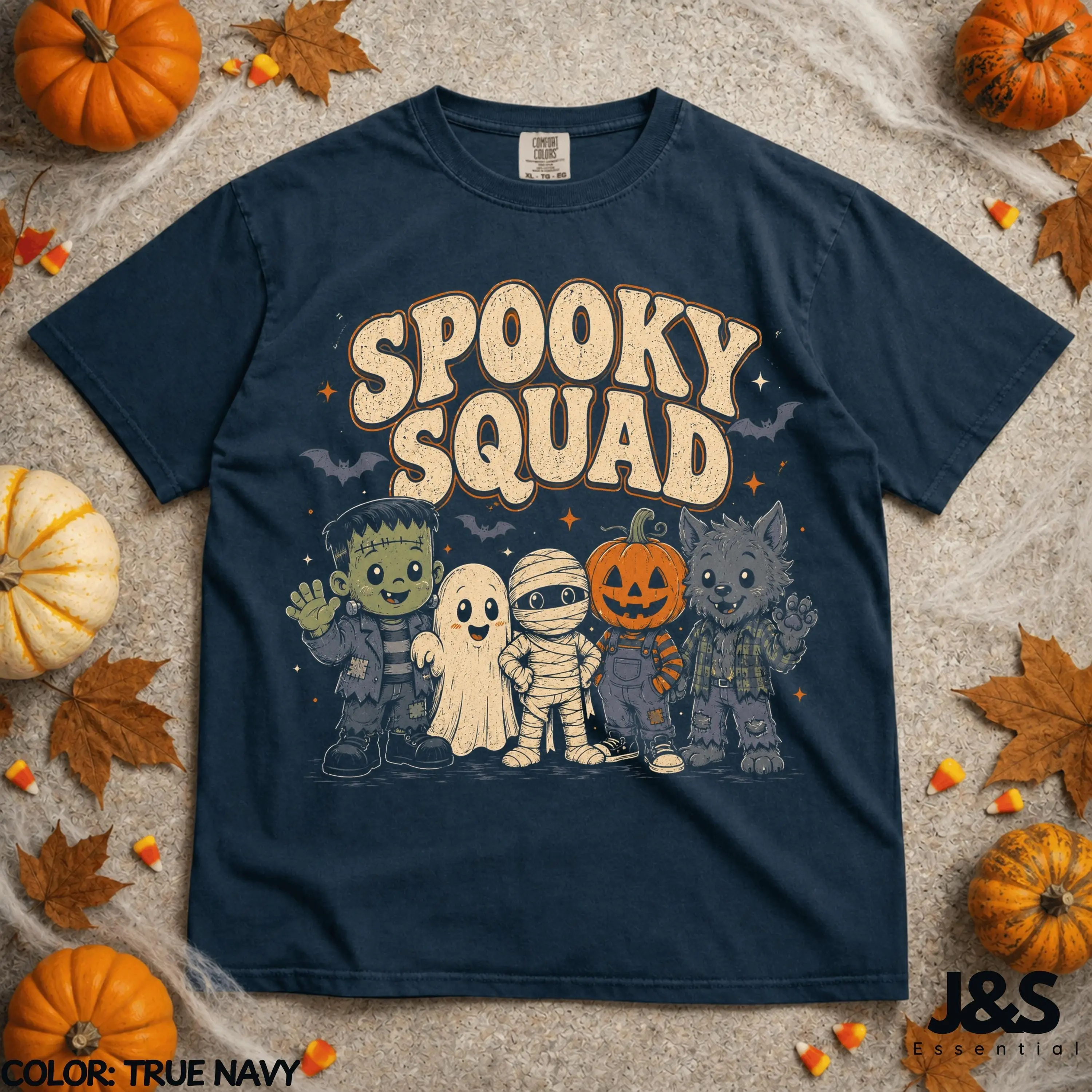 Spooky Squad Halloween Shirt, Cute Monster Friends Tee, Ghost Mummy Pumpkin Werewolf Vintage Trick Or Treat Gift - photo 4