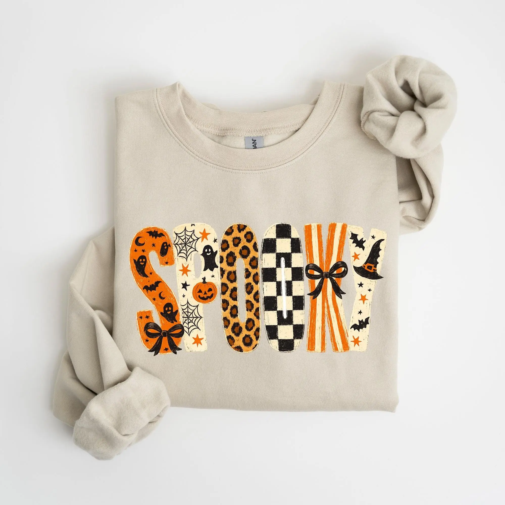 Spooky Halloween Sweatshirt for Women, Cute Ghost Pumpkin Crewneck, Vintage Cozy Autumn Fall Pullover - photo 3