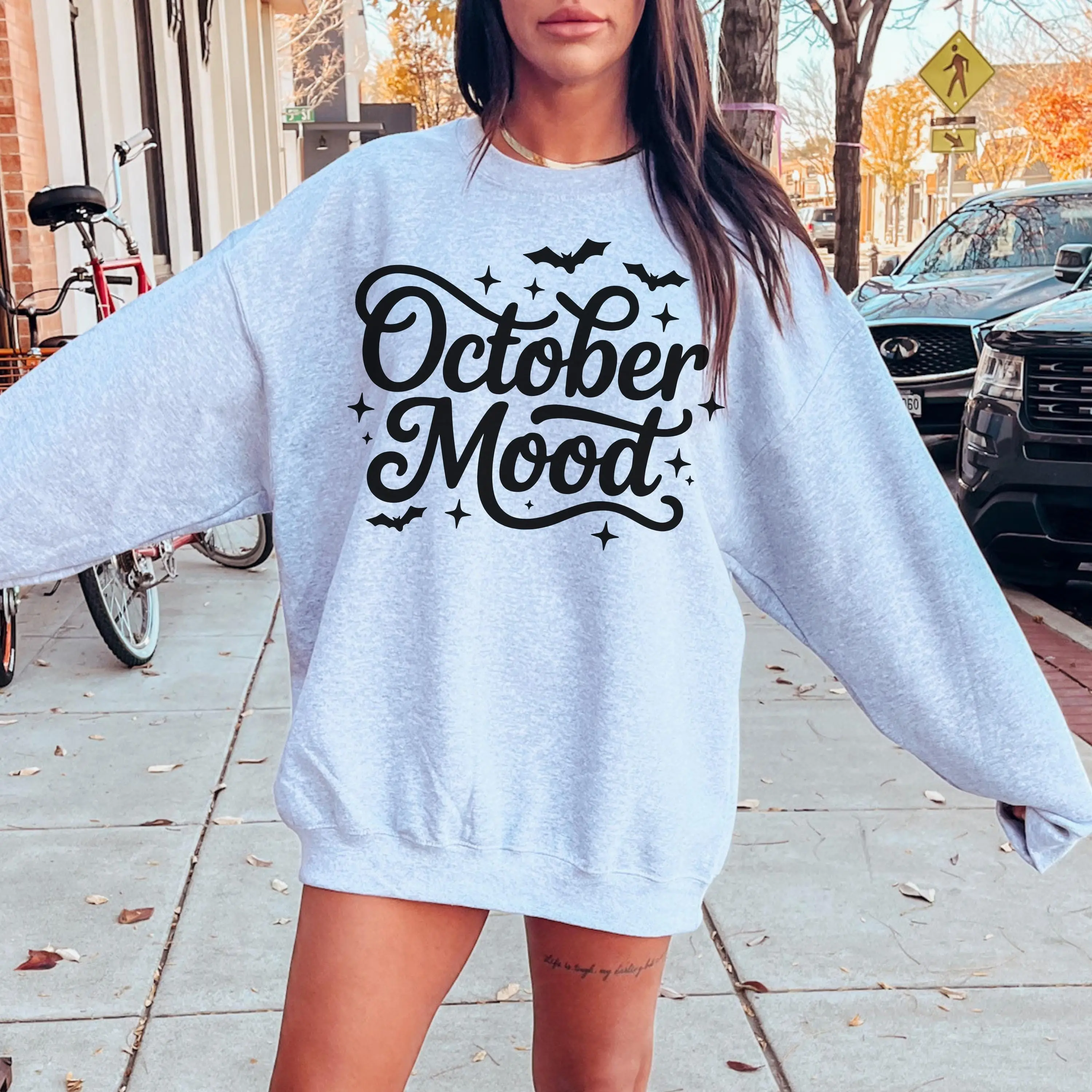 Spooky Vibes Halloween Sweatshirt for Women, Cute Fall Crewneck Pullover, October Ghost Season Sweater - photo 1