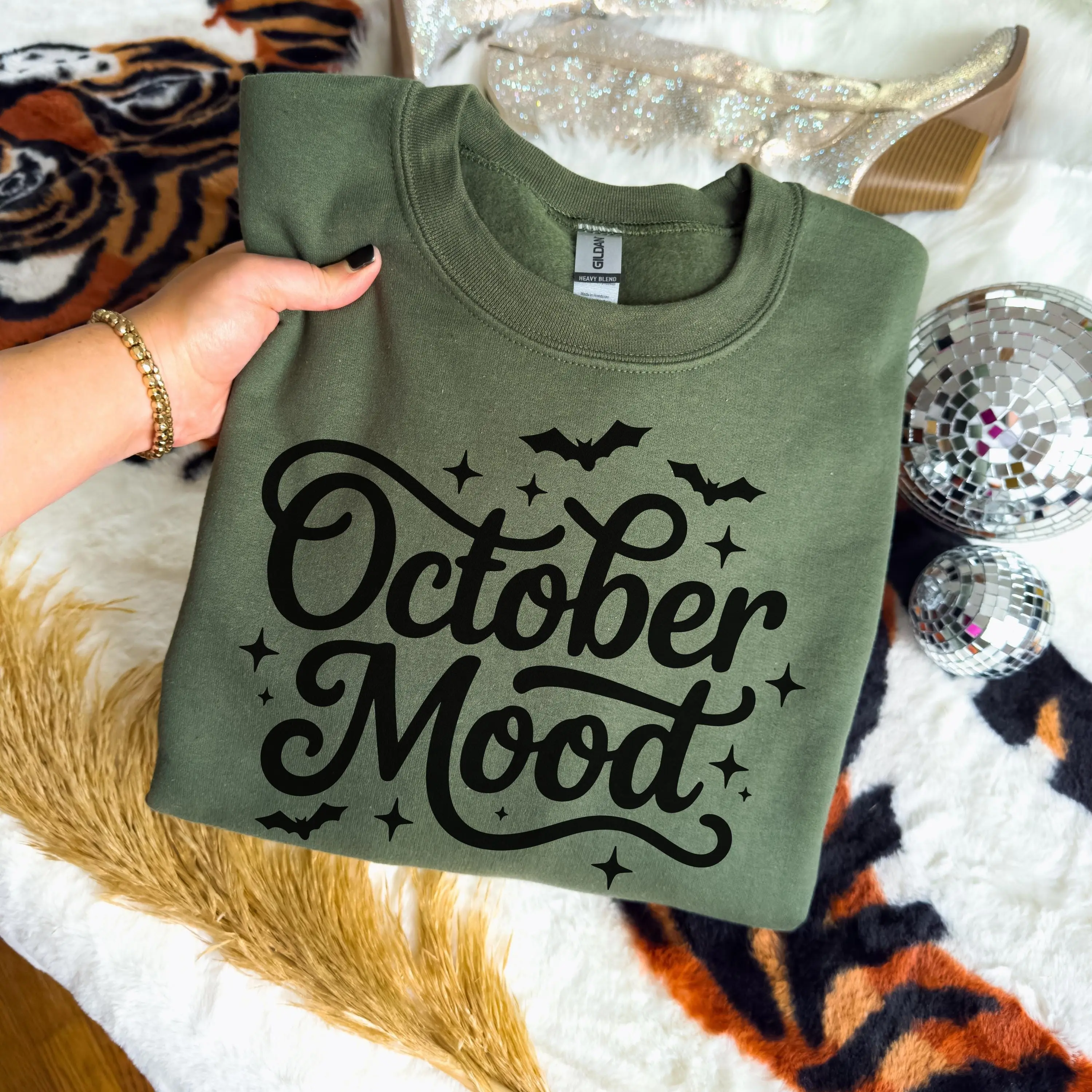 Spooky Vibes Halloween Sweatshirt for Women, Cute Fall Crewneck Pullover, October Ghost Season Sweater - photo 3