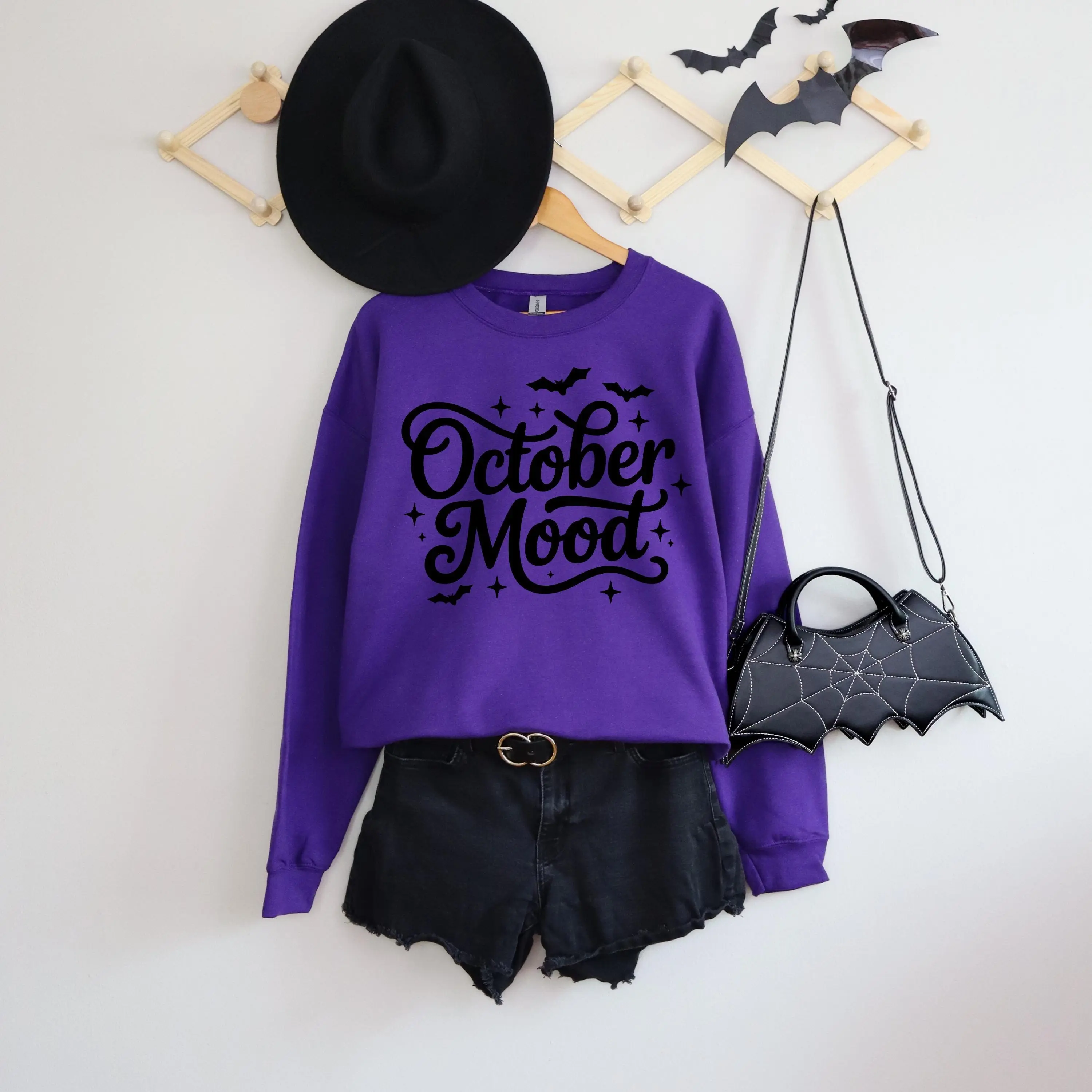 Spooky Vibes Halloween Sweatshirt for Women, Cute Fall Crewneck Pullover, October Ghost Season Sweater - photo 4
