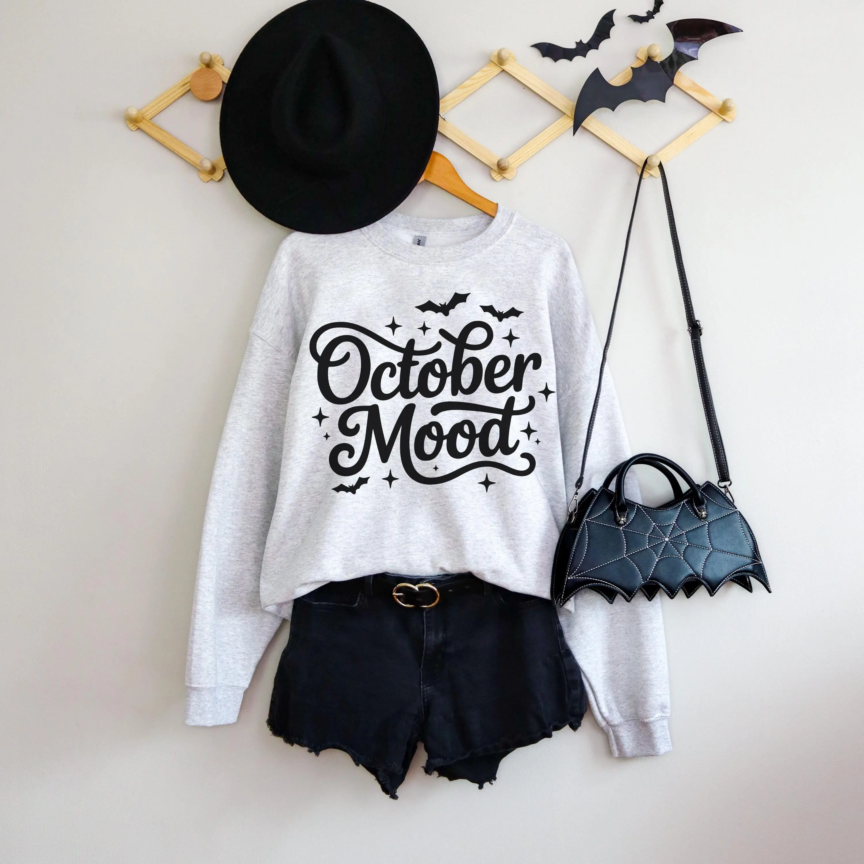 Spooky Vibes Halloween Sweatshirt for Women, Cute Fall Crewneck Pullover, October Ghost Season Sweater - photo 5