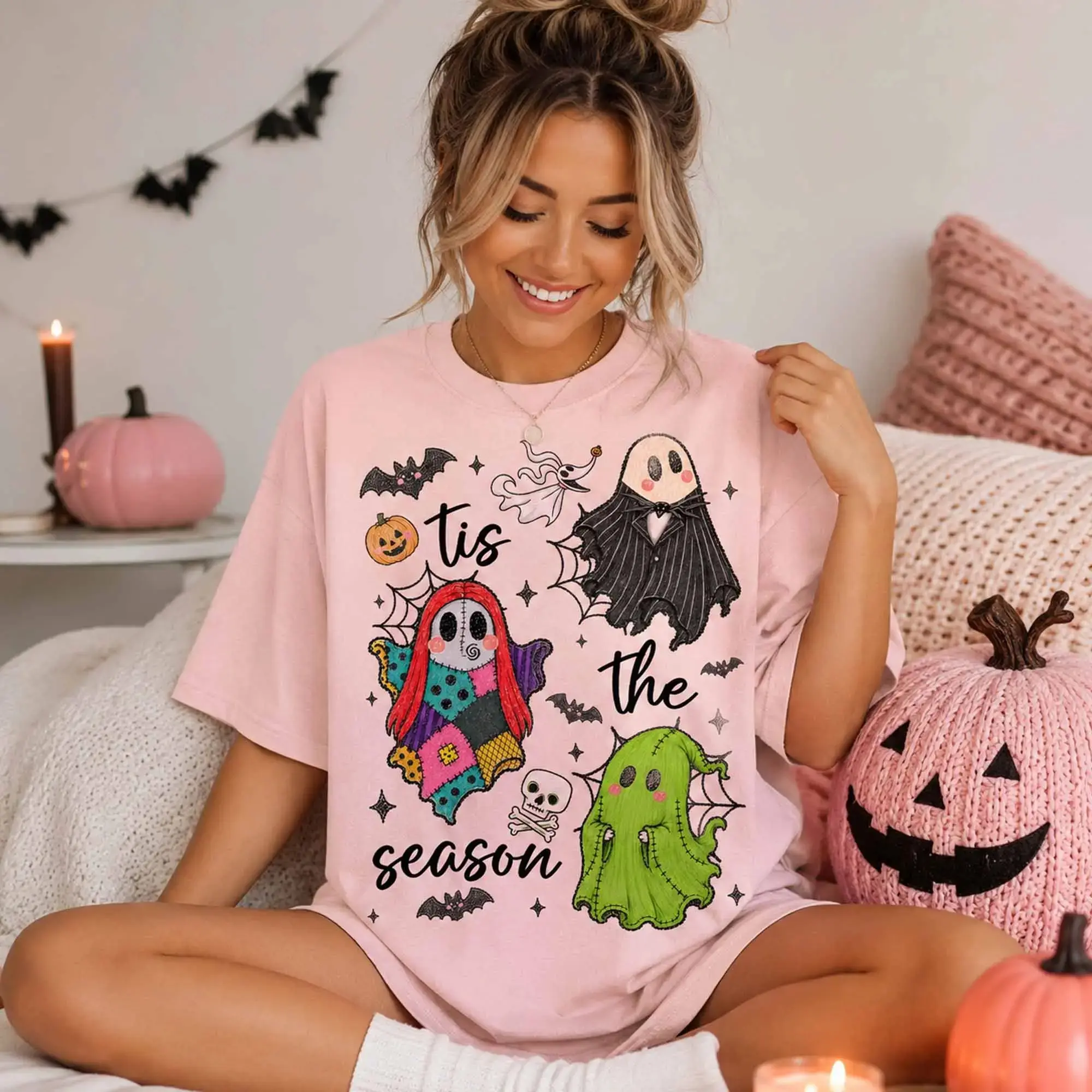 Tis The Season Spooky Vibes Shirt, Halloween Ghost Graphic Tee, Creepy Horror Fall Style Design - photo 4