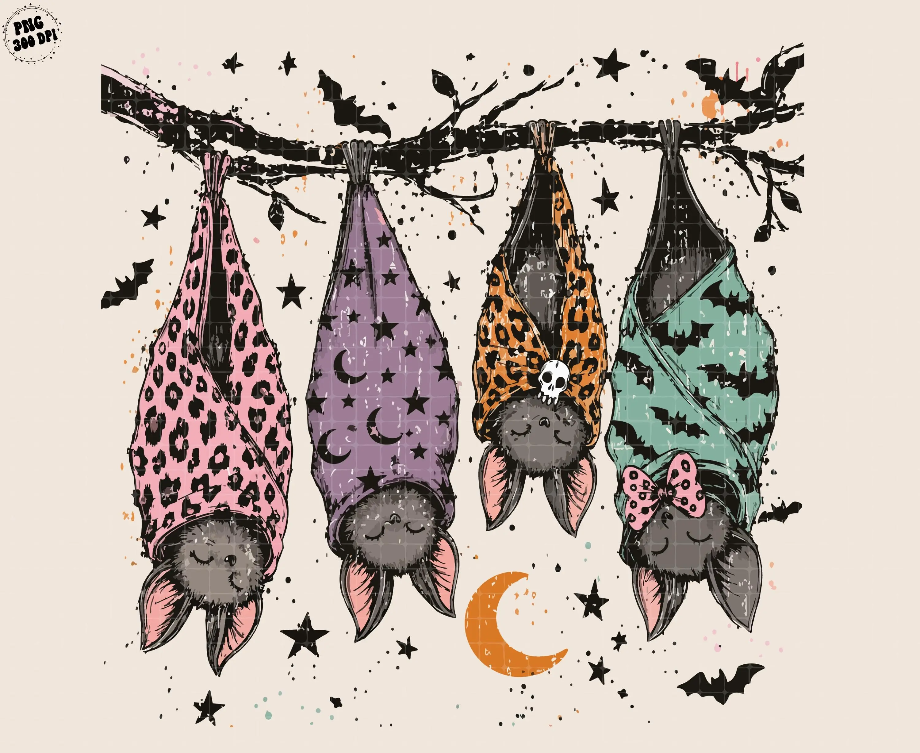 Striped Spooky Season Bats Halloween Comfort Colors T-Shirt, Faux Oil Painted Tee, Cute Fall Graphic Top - photo 5