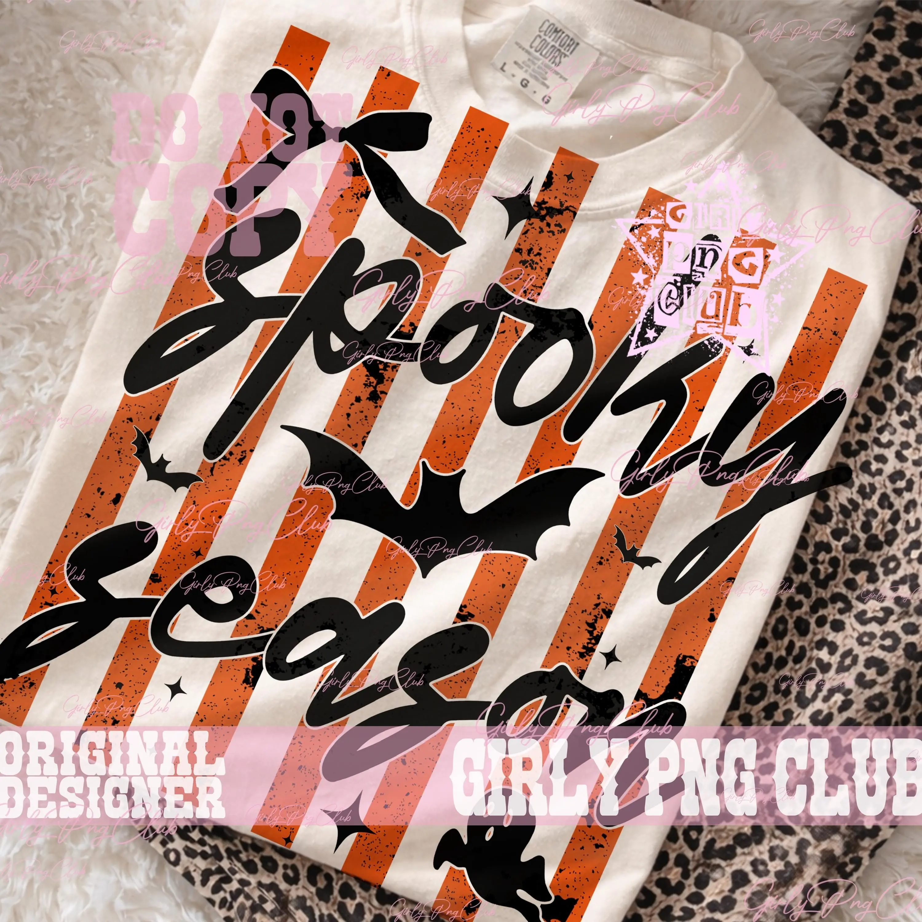 Comfort Colors Striped Spooky Season Shirt, Funny Bat Ghost Halloween Graphic Tee