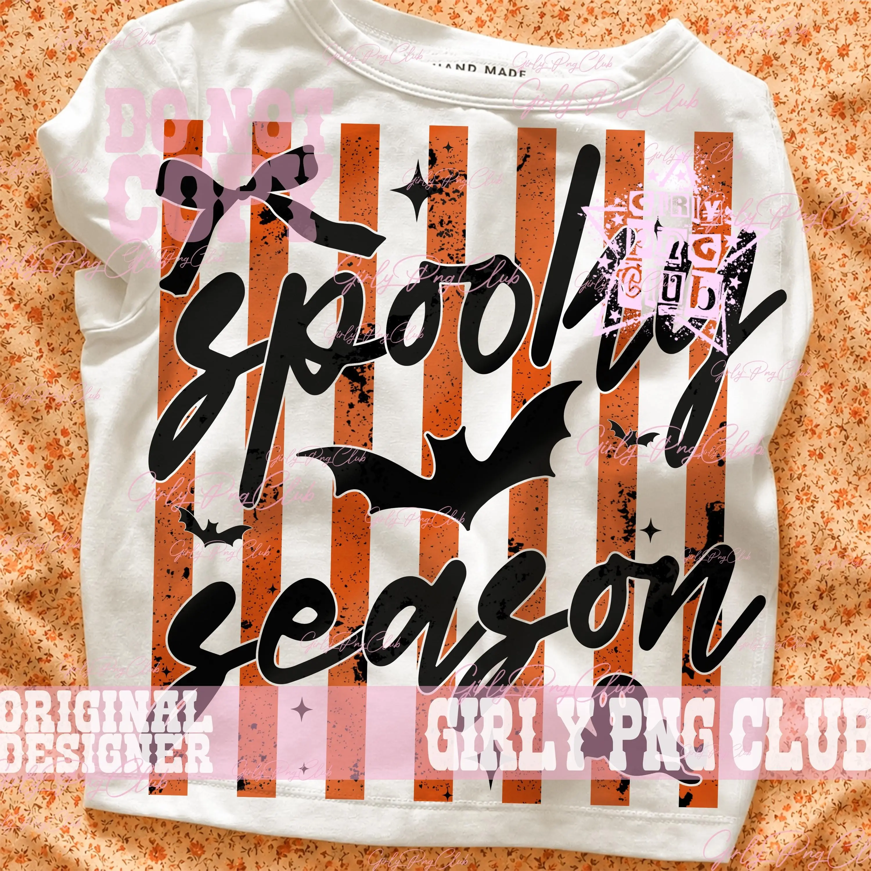 Comfort Colors Striped Spooky Season Shirt, Funny Bat Ghost Halloween Graphic Tee - photo 2