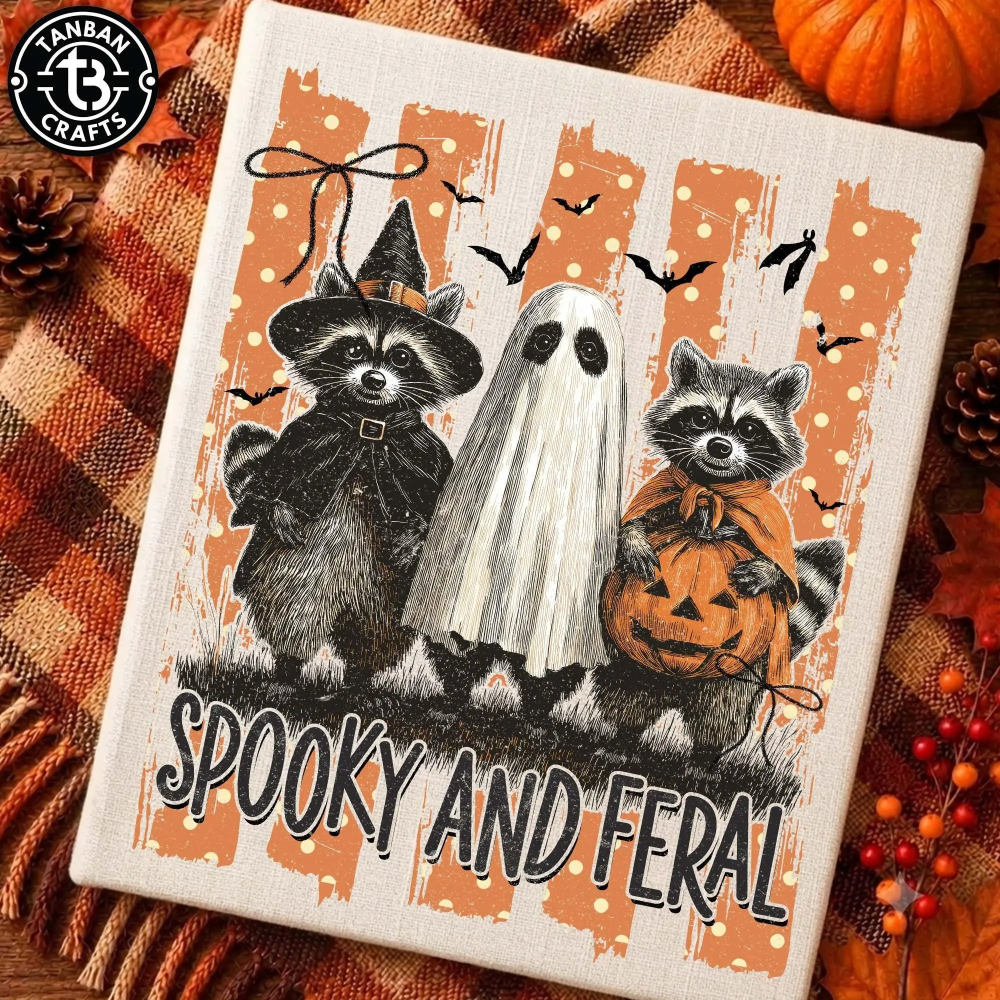 Comfort Colors Spooky and Feral Raccoon T-Shirt, Stripes Creepy Cute Ghost Halloween Mama Gift Tee