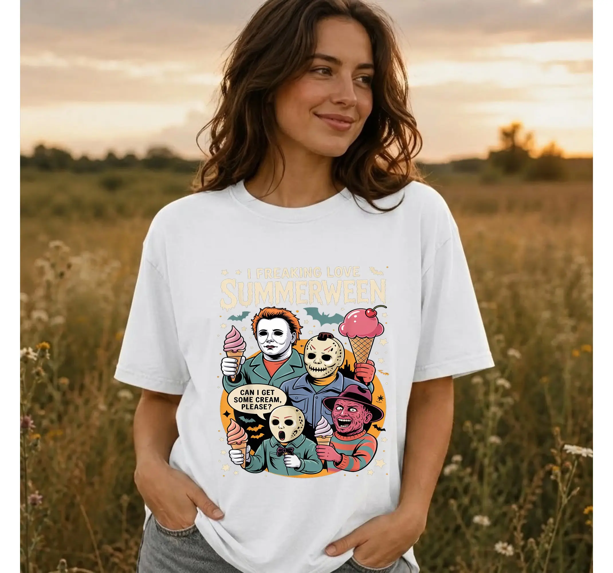 Summerween Tee, Spooky Summer Halloween Party Cute Goth Graphic T-Shirt - photo 2