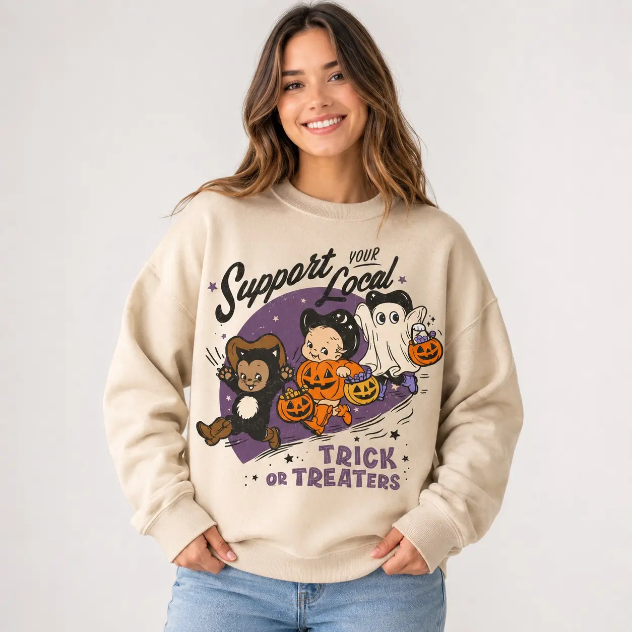 Comfort Colors Support Your Local Trick Or Treaters Shirt, 90s Vintage Halloween Graphic Tee, Retro Nostalgia Whimsigoth Top - photo 2