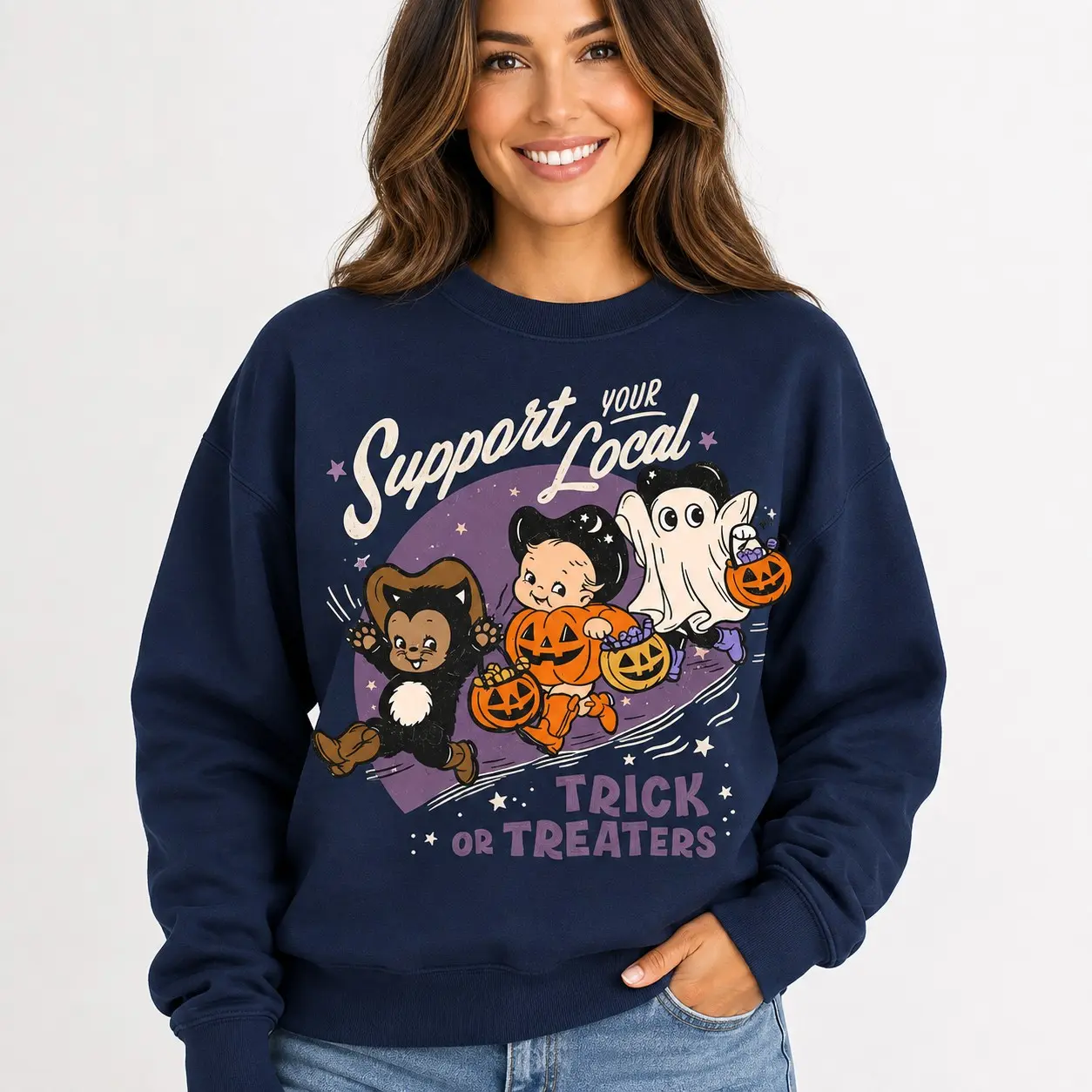 Comfort Colors Support Your Local Trick Or Treaters Shirt, 90s Vintage Halloween Graphic Tee, Retro Nostalgia Whimsigoth Top - photo 4