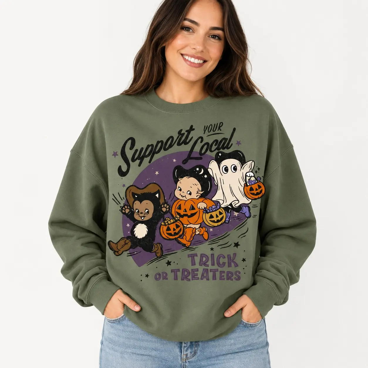 Comfort Colors Support Your Local Trick Or Treaters Shirt, 90s Vintage Halloween Graphic Tee, Retro Nostalgia Whimsigoth Top - photo 5