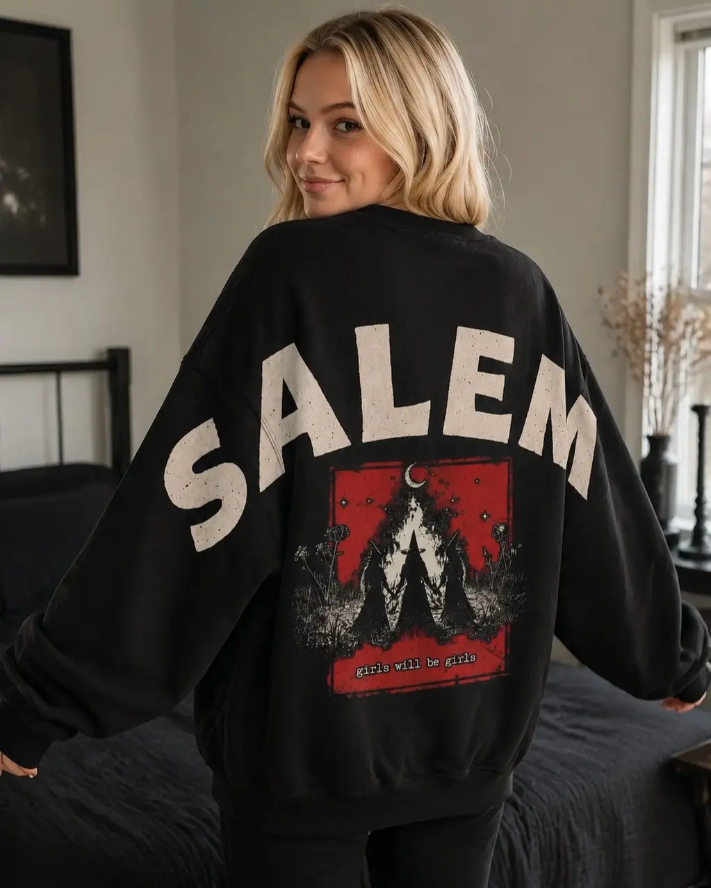 Girls Trip Salem Massachusetts Halloween Sweatshirt, Shoulder-To-Shoulder Spooky Weekend Gift